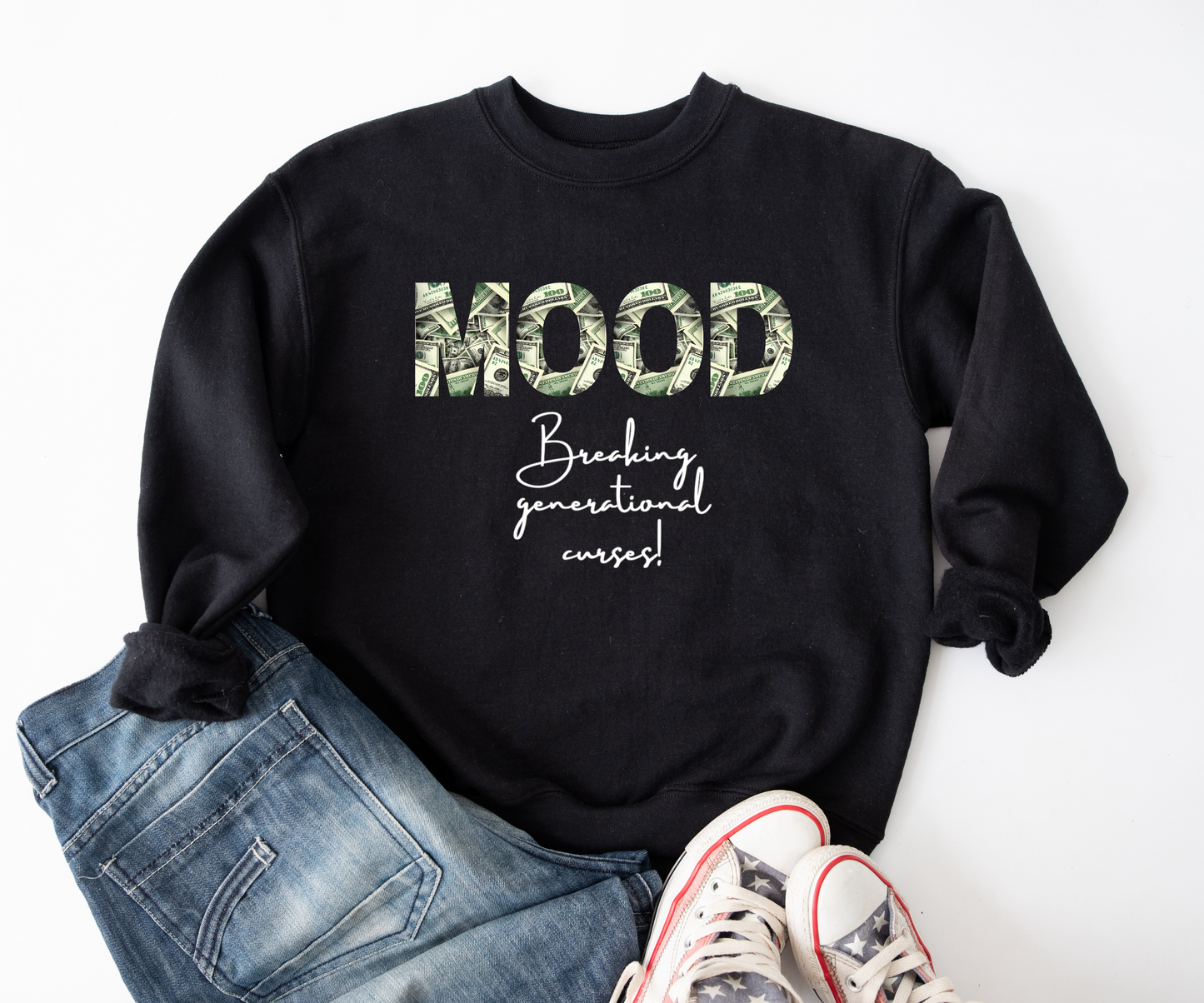 MOOD Breaking Generational Curses Shirt - Wealthy Vibes Long Sleeve T-Shirt - Danielle and Jason Baker LLC - Danielle Baker's Boutique