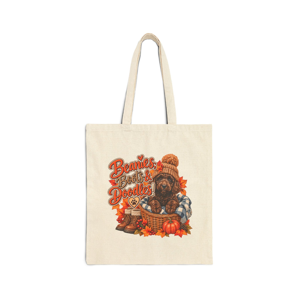 Doodle Tote Bag, Beanies Boots & Doodles Fall Canvas Shopper Gift
