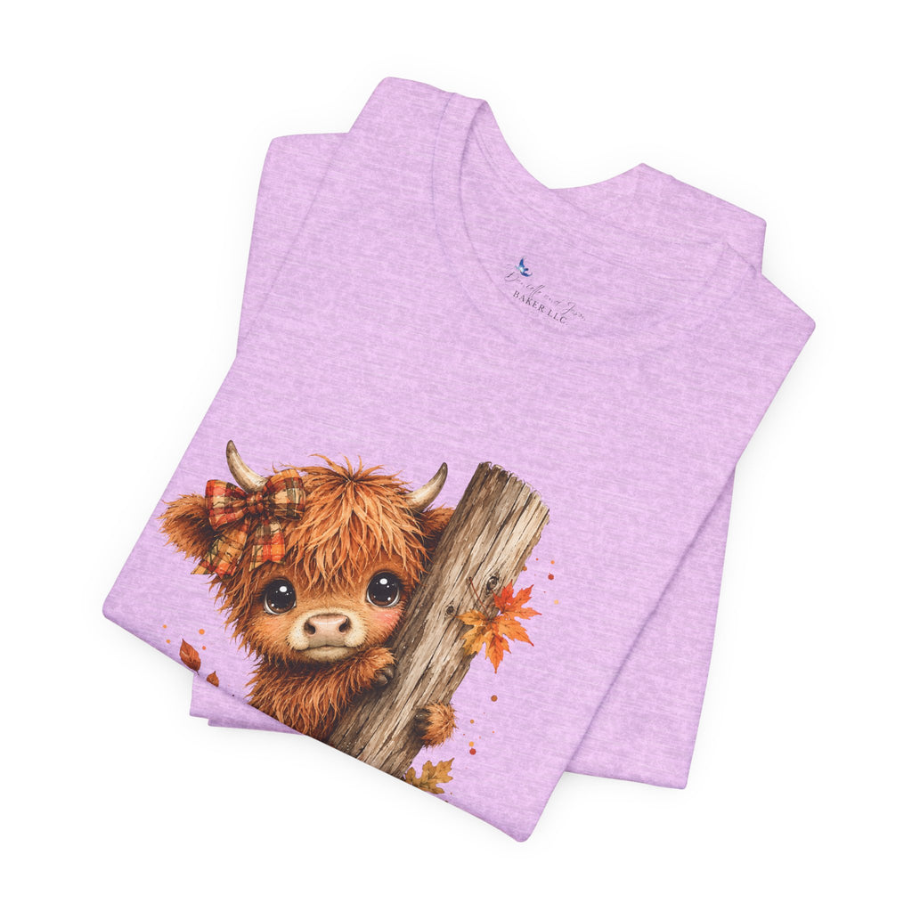 Fall Woodland Baby Highland Cow Animal T-Shirt