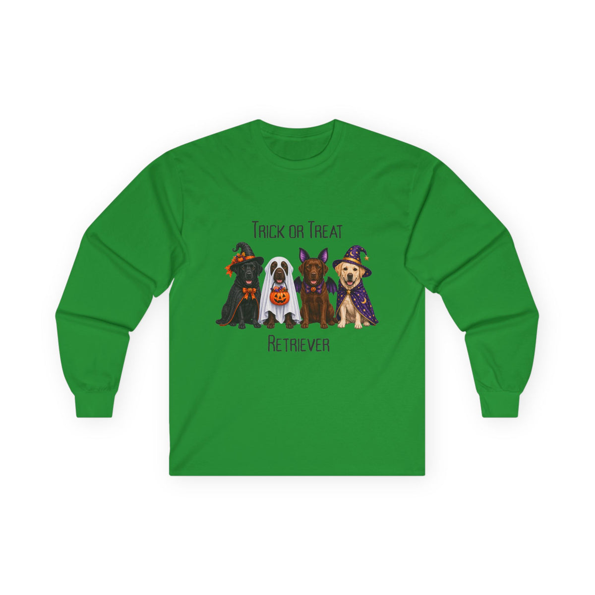 Retriever Halloween Shirt, Trick Treat Labrador Long Sleeve, Dog Lover Vet Rescue Graphic