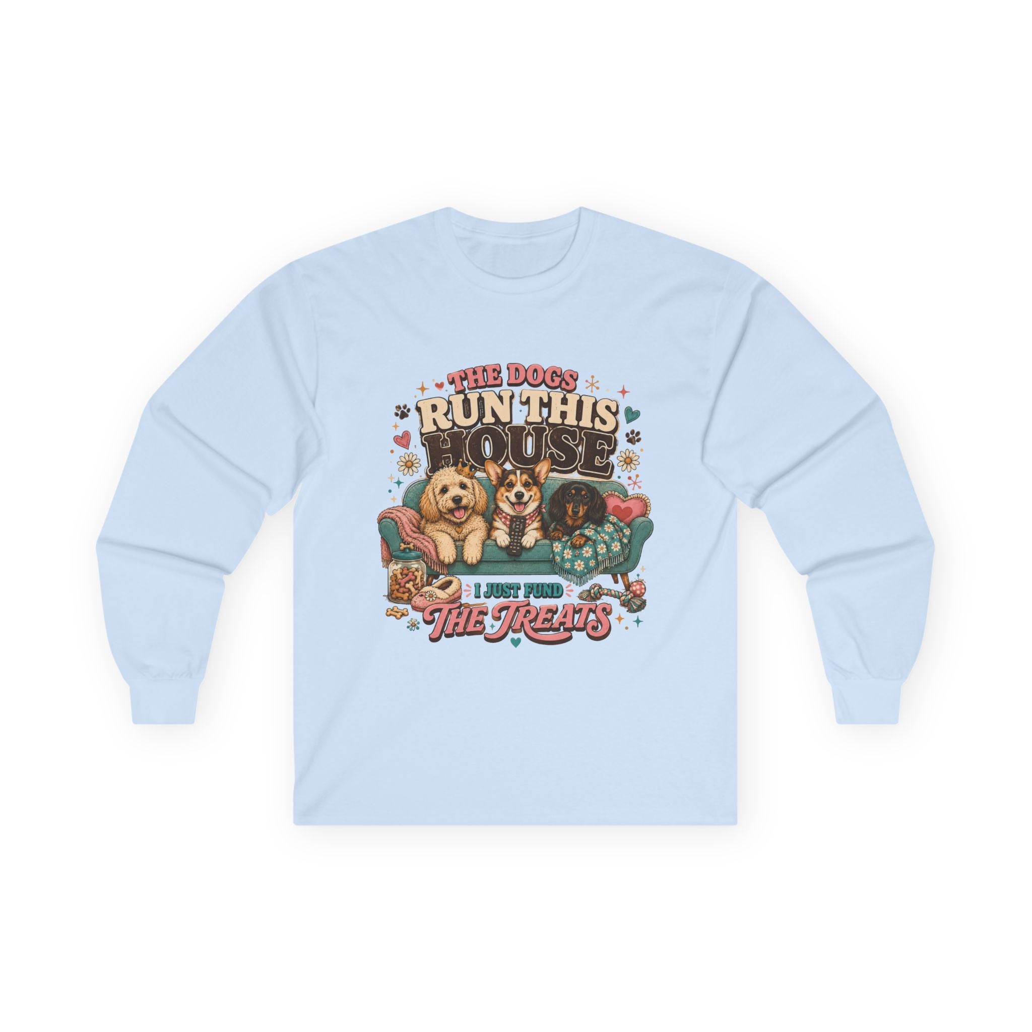 Dog Lover Shirt, Dogs Run House Treats Long Sleeve, Pet Owner Rescue Kennel Graphic