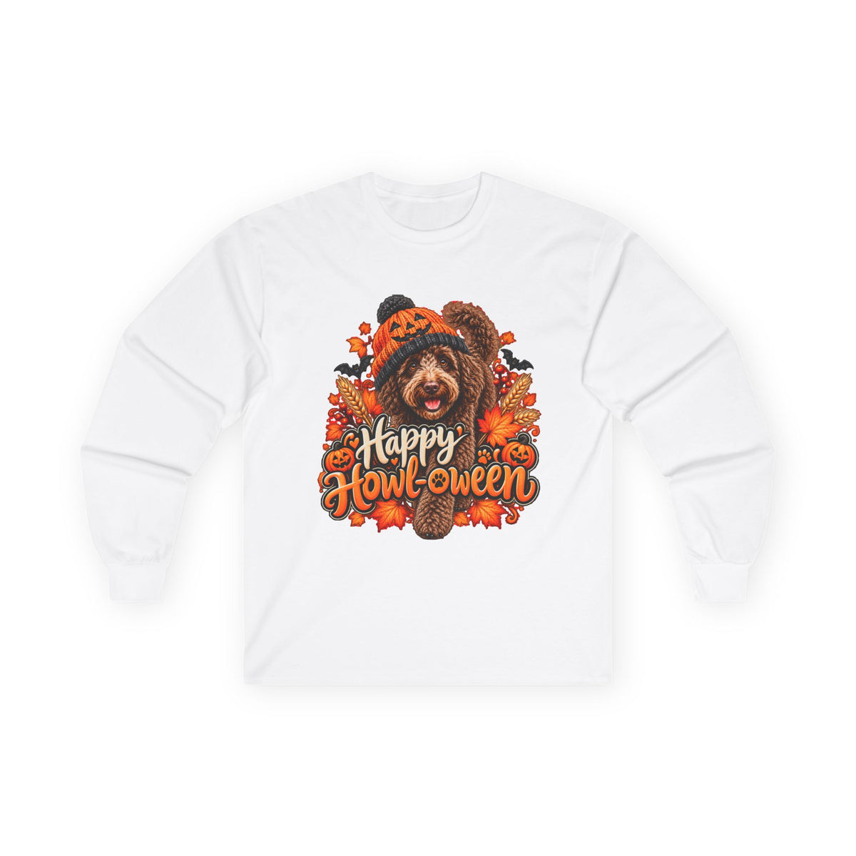 Halloween Dog Long Sleeve Shirt, Happy Howl-oween Doodle, Vet Rescue Gift