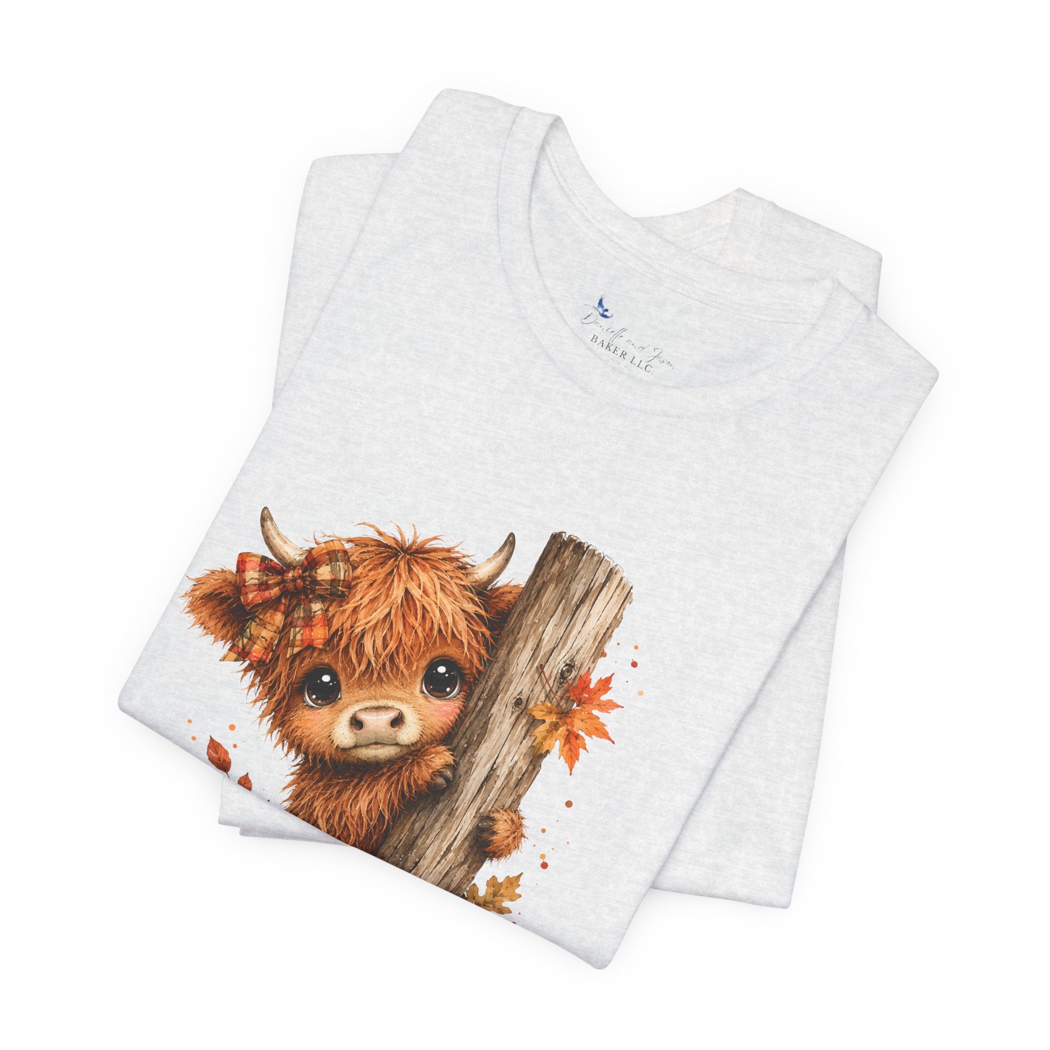 Fall Woodland Baby Highland Cow Animal T-Shirt