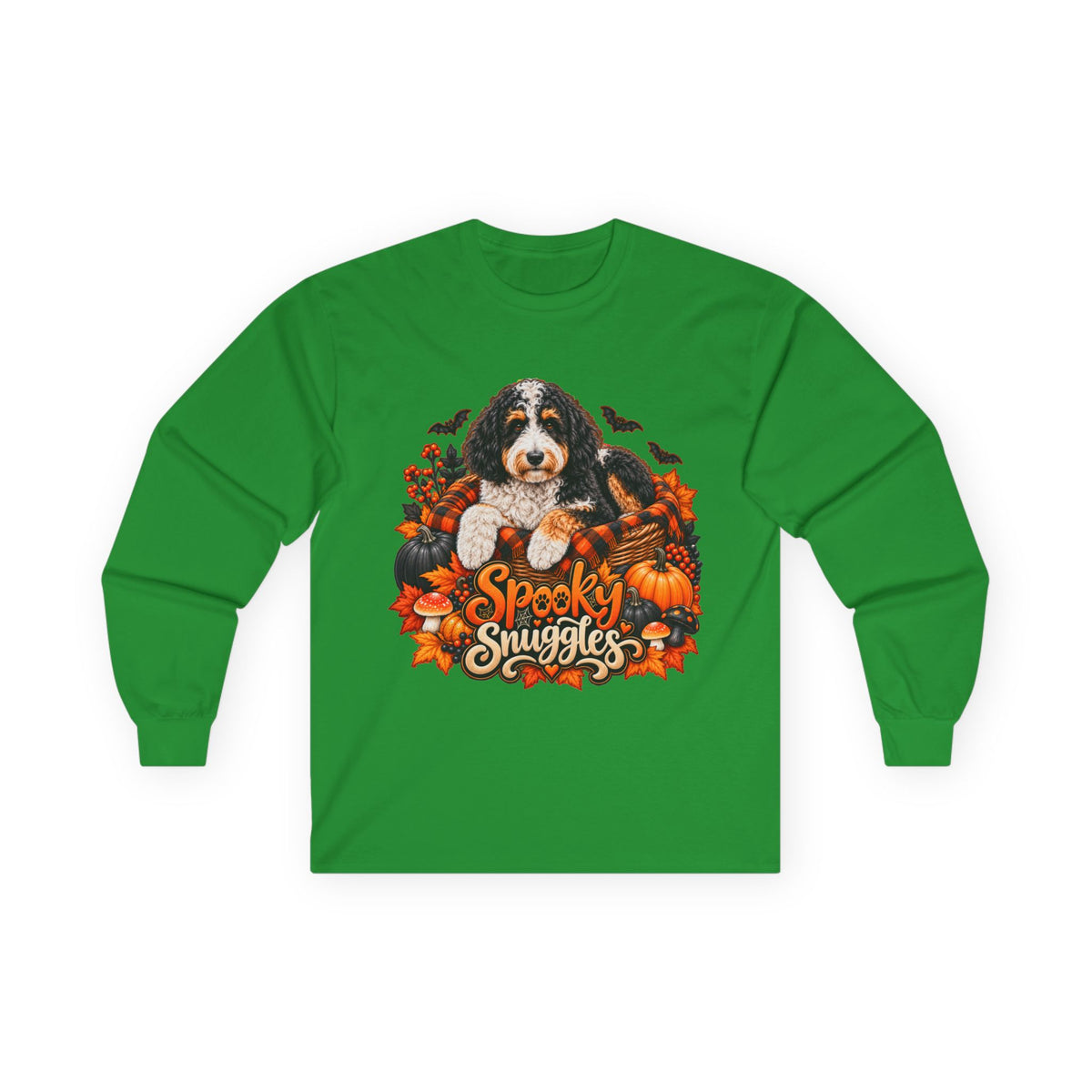 Halloween Dog Long Sleeve Shirt, Spooky Snuggles Doodle Fall Pet Lover Gift