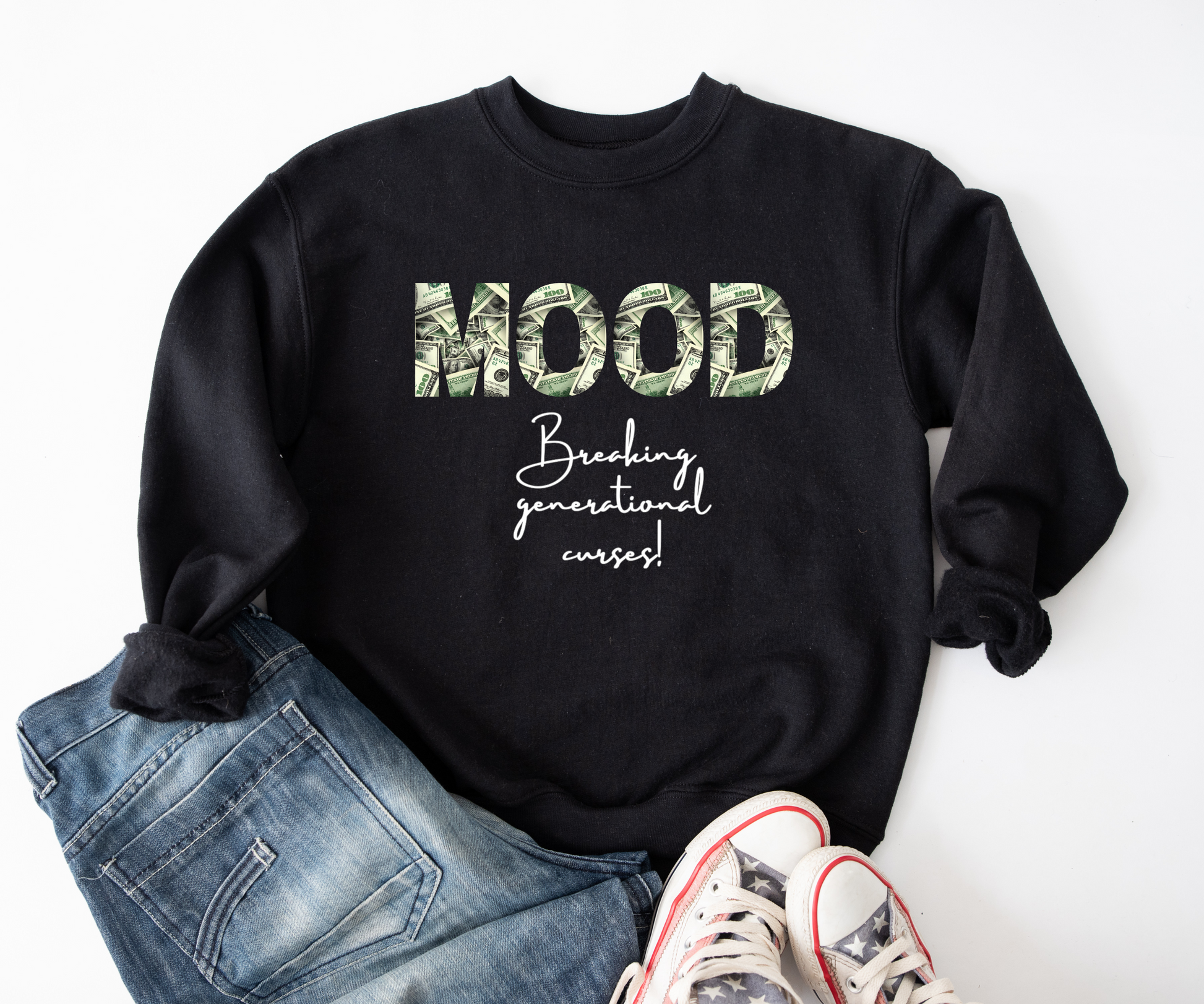 MOOD Breaking Generational Curses Shirt - Wealthy Vibes Long Sleeve T-Shirt - Danielle and Jason Baker LLC - Danielle Baker's Boutique