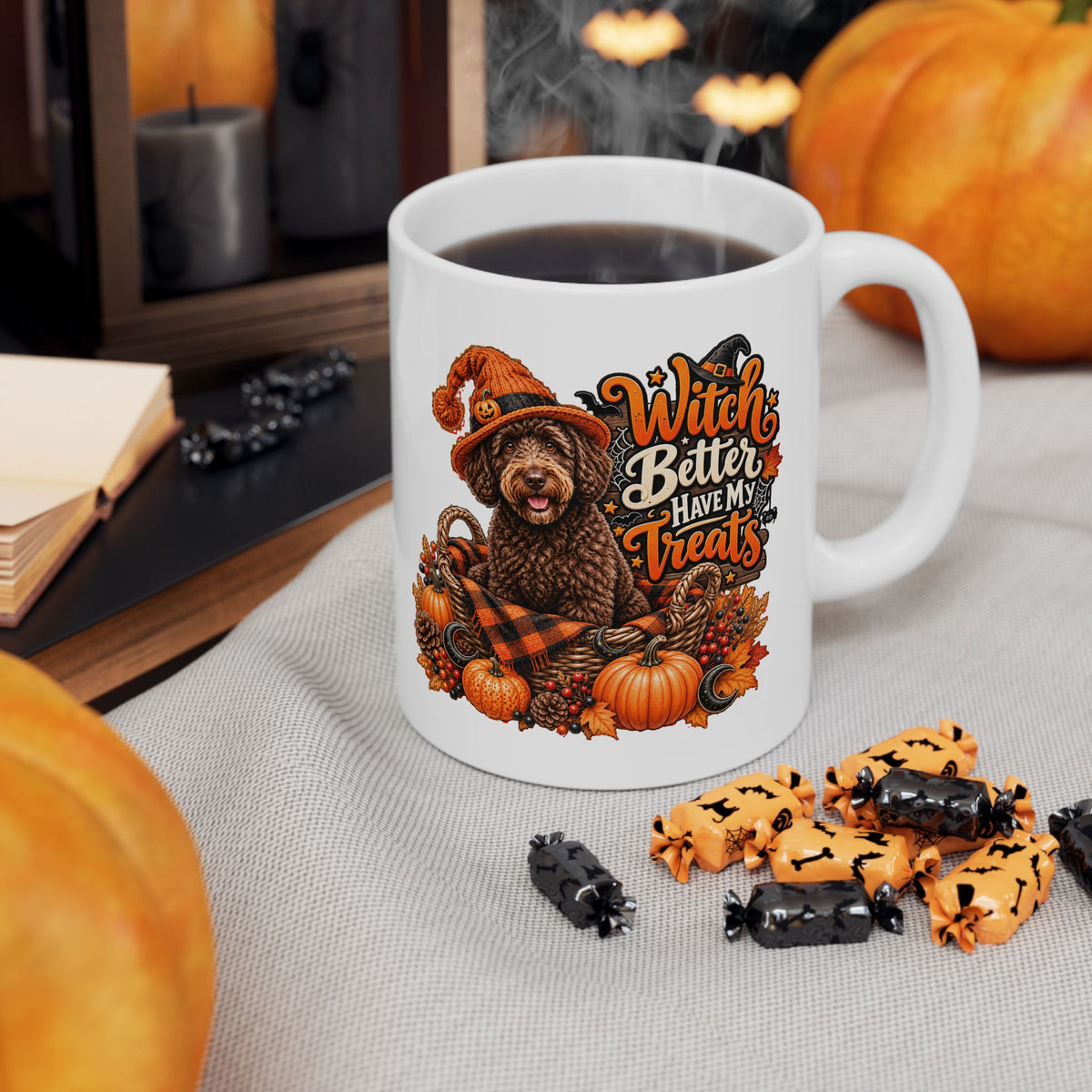 Halloween Dog Mug, Witch Better Have My Treats, Spooky Pet Lover Coffee Cup
