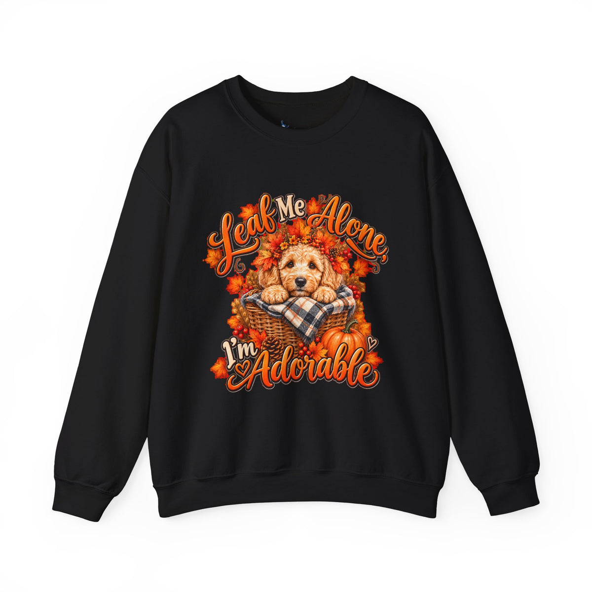 Dog Lover Fall Sweatshirt, Leaf Me Alone Adorable, Doodle Pet Parent Graphic