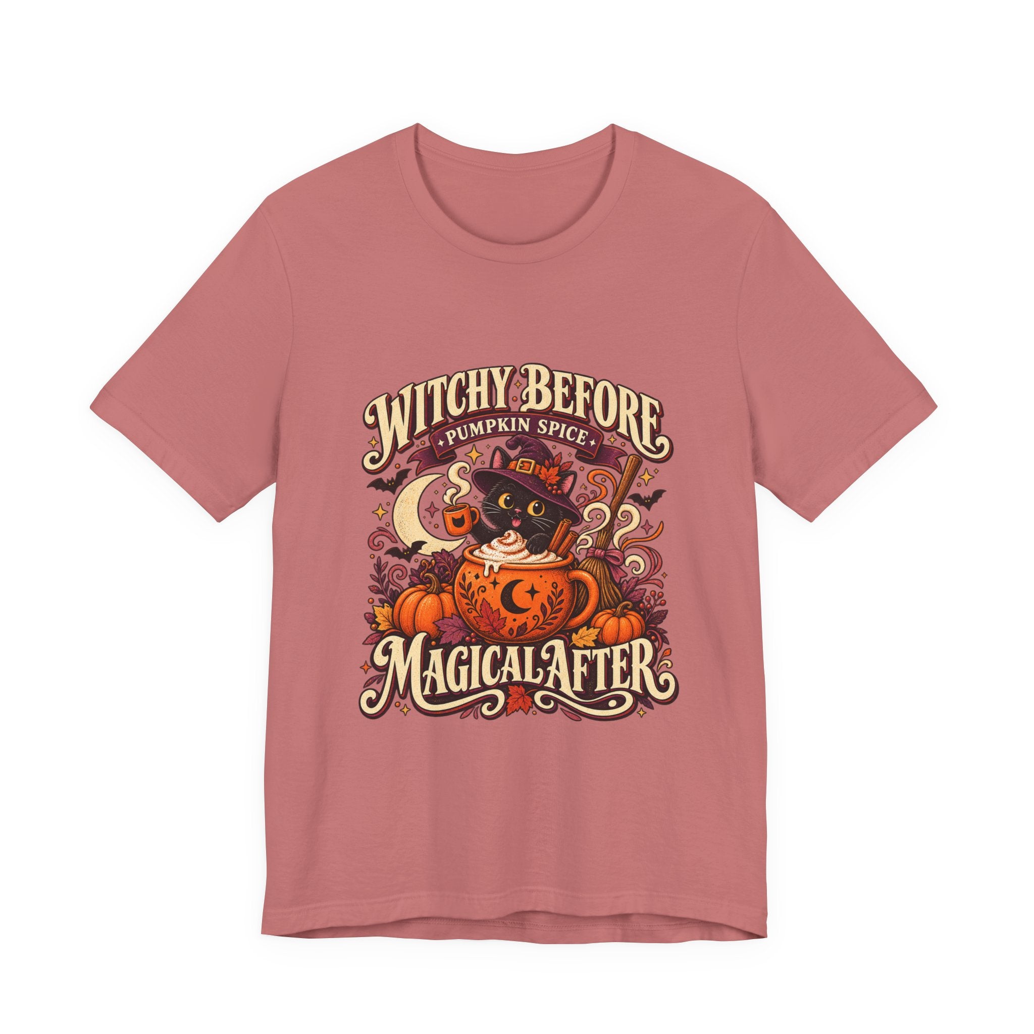 Halloween T-Shirt, Witchy Pumpkin Spice Cat Tee, Magical Fall Graphic