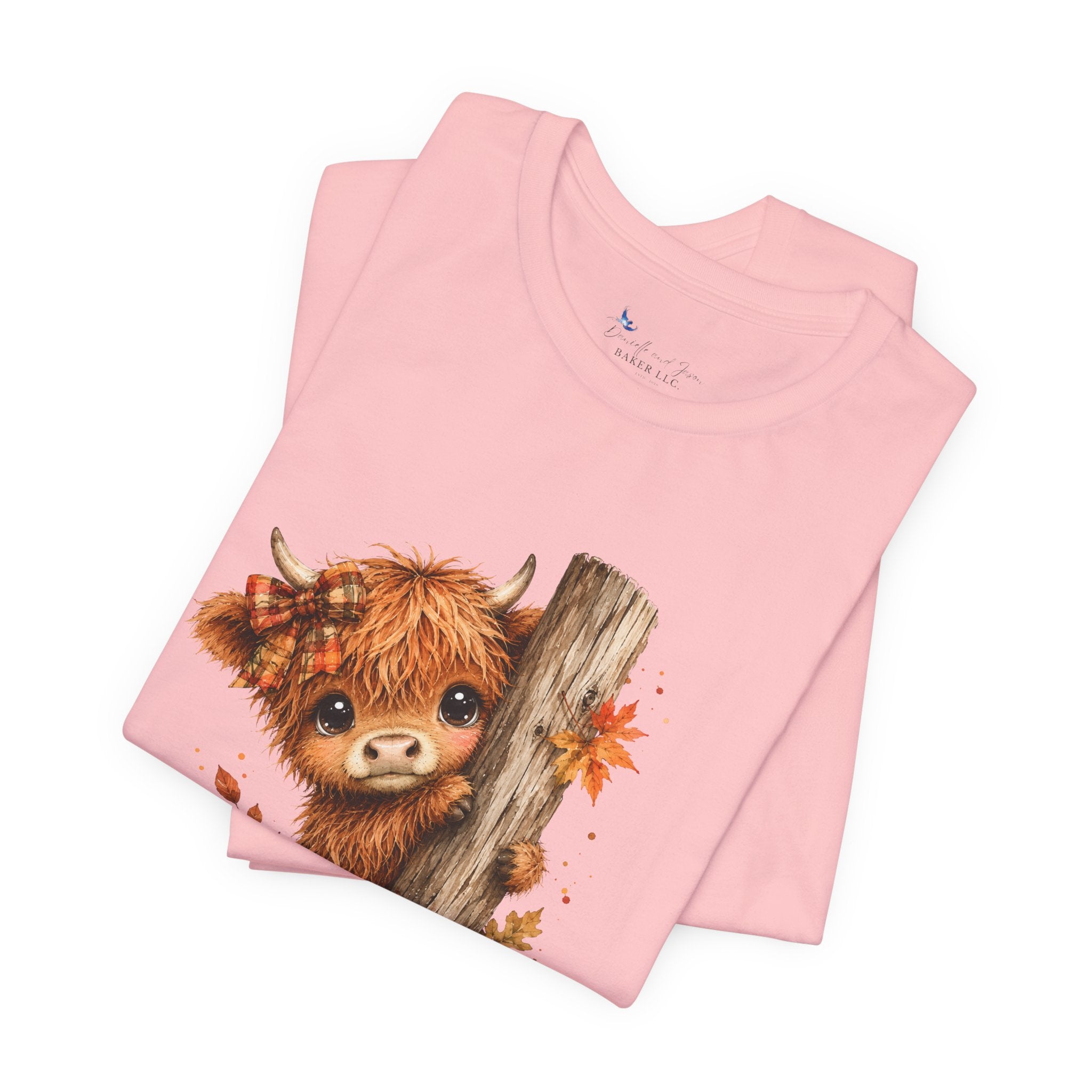 Fall Woodland Baby Highland Cow Animal T-Shirt