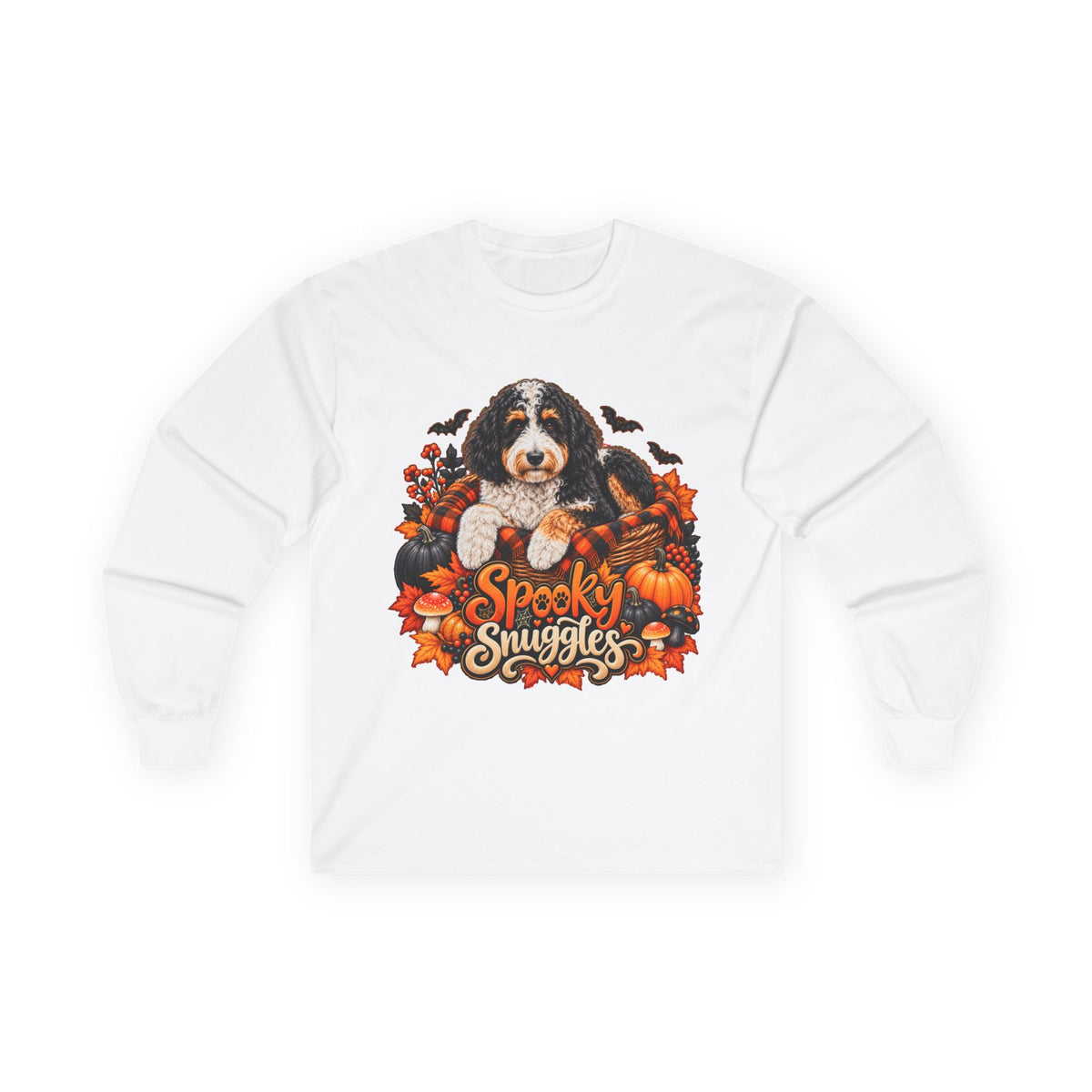 Halloween Dog Long Sleeve Shirt, Spooky Snuggles Doodle Fall Pet Lover Gift