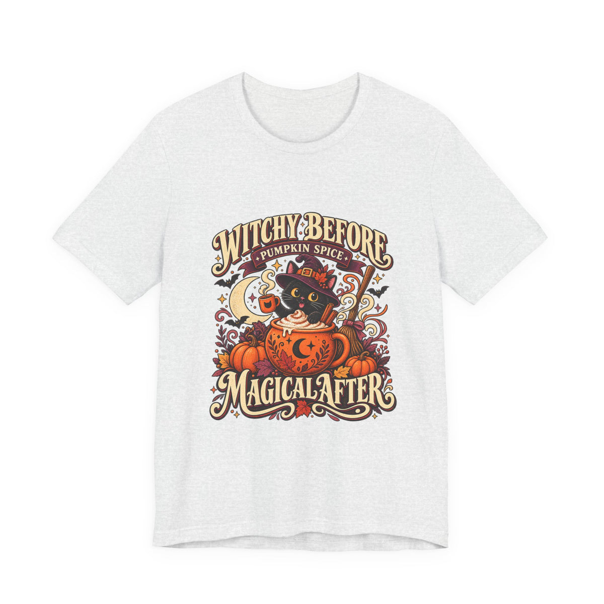 Halloween T-Shirt, Witchy Pumpkin Spice Cat Tee, Magical Fall Graphic