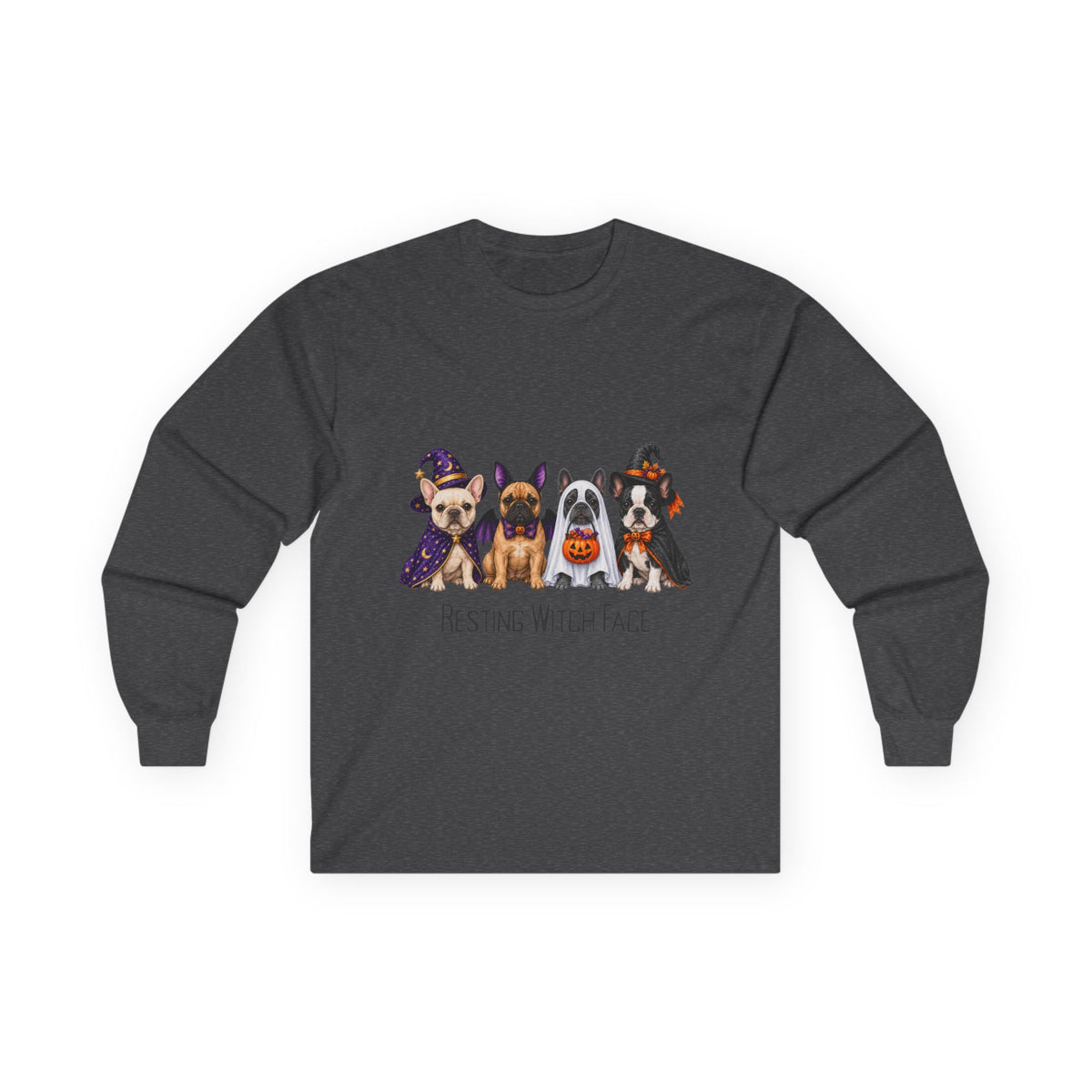 French Bulldog Halloween Long Sleeve Shirt, Resting Witch Face Dog Lover Fall Gift