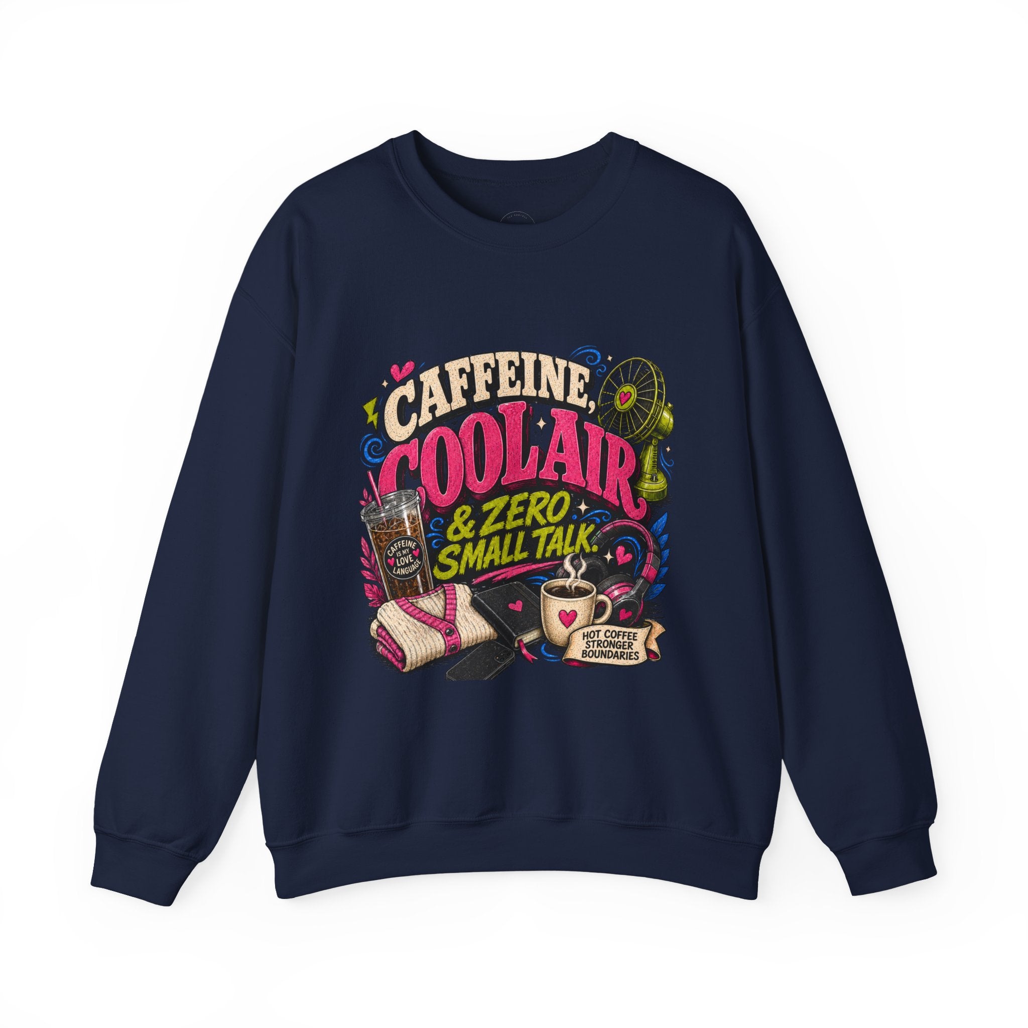 Coffee Sweatshirt, Caffeine Cool Air Graphic, Introvert Fall Cozy Campus Mom Gift