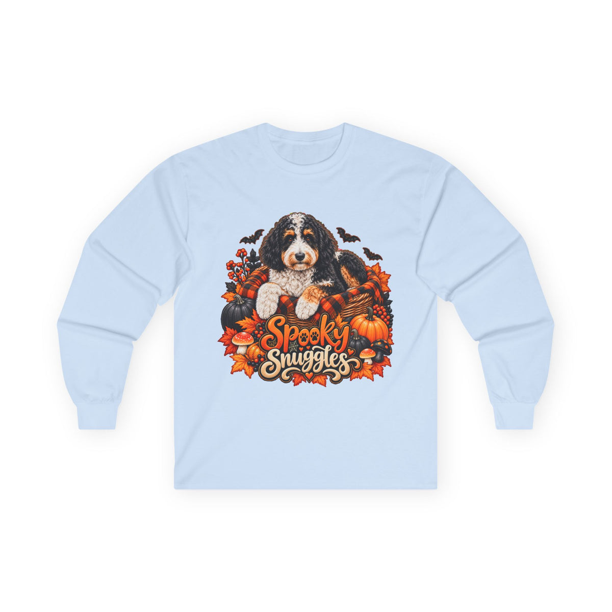 Halloween Dog Long Sleeve Shirt, Spooky Snuggles Doodle Fall Pet Lover Gift