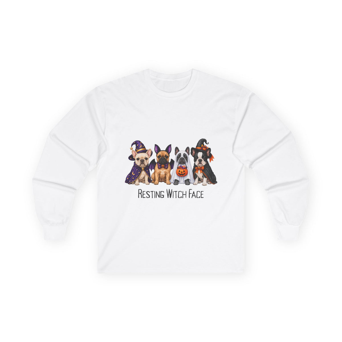 French Bulldog Halloween Long Sleeve Shirt, Resting Witch Face Dog Lover Fall Gift