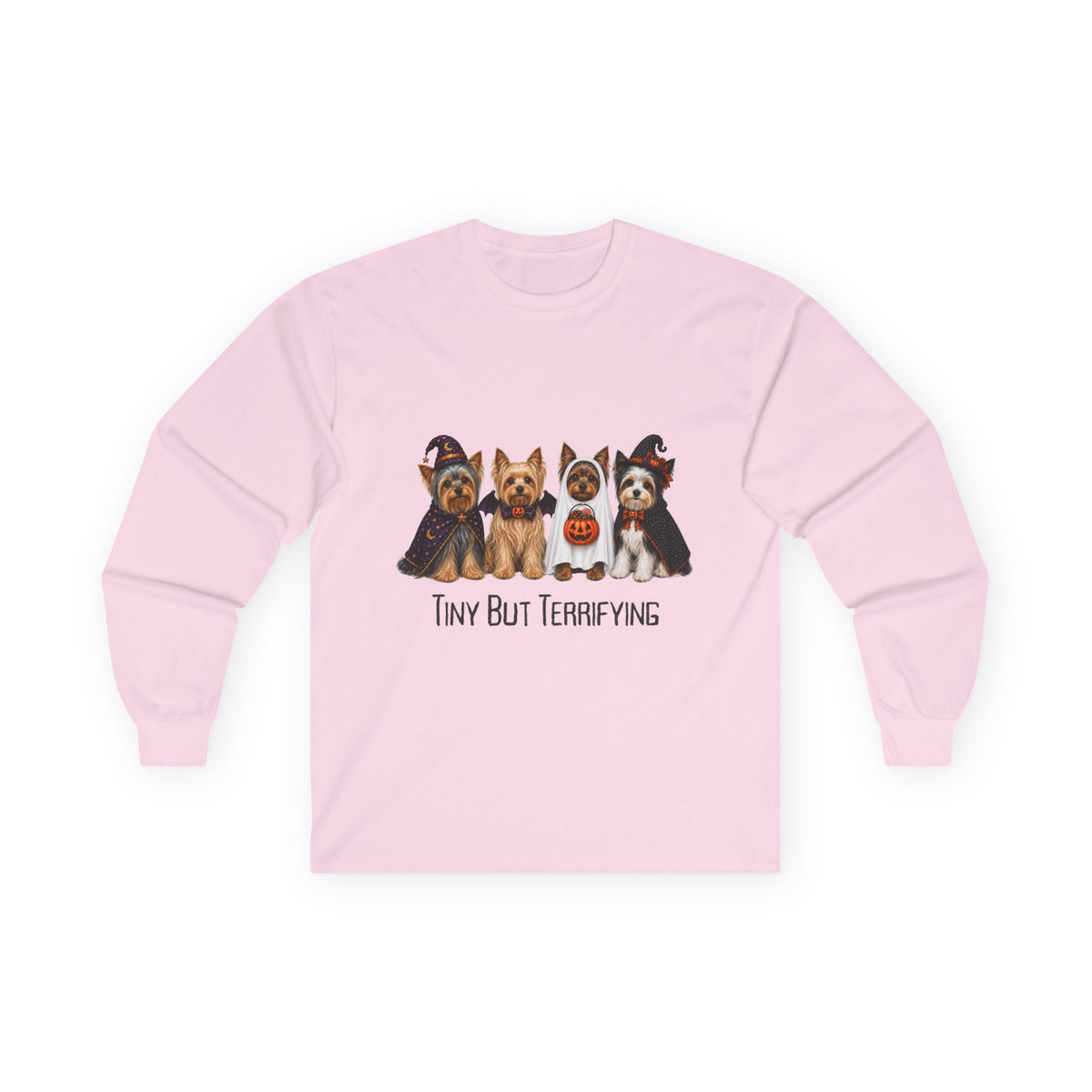 Yorkie Halloween Long Sleeve Shirt, Tiny But Terrifying Terrier Fall Dog Lover Gift