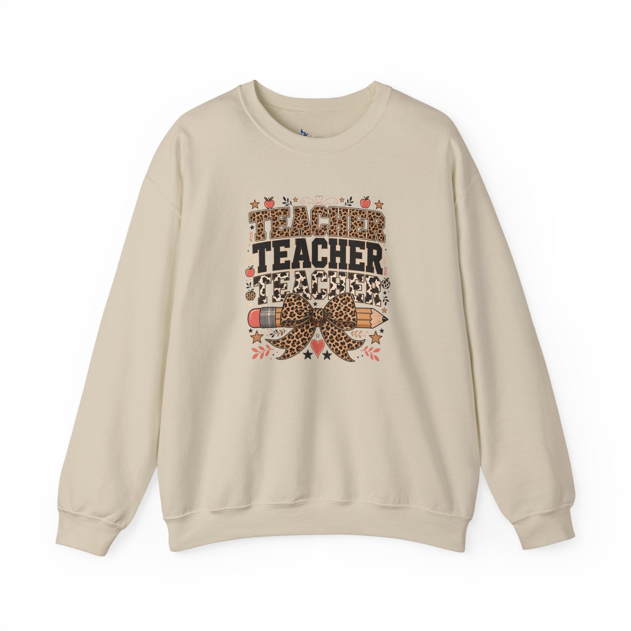 Leopard Bow Crewneck Teacher Teacher Teacher Sweatshirt, Cute Back To School Pullover, Trendy Educator Gift