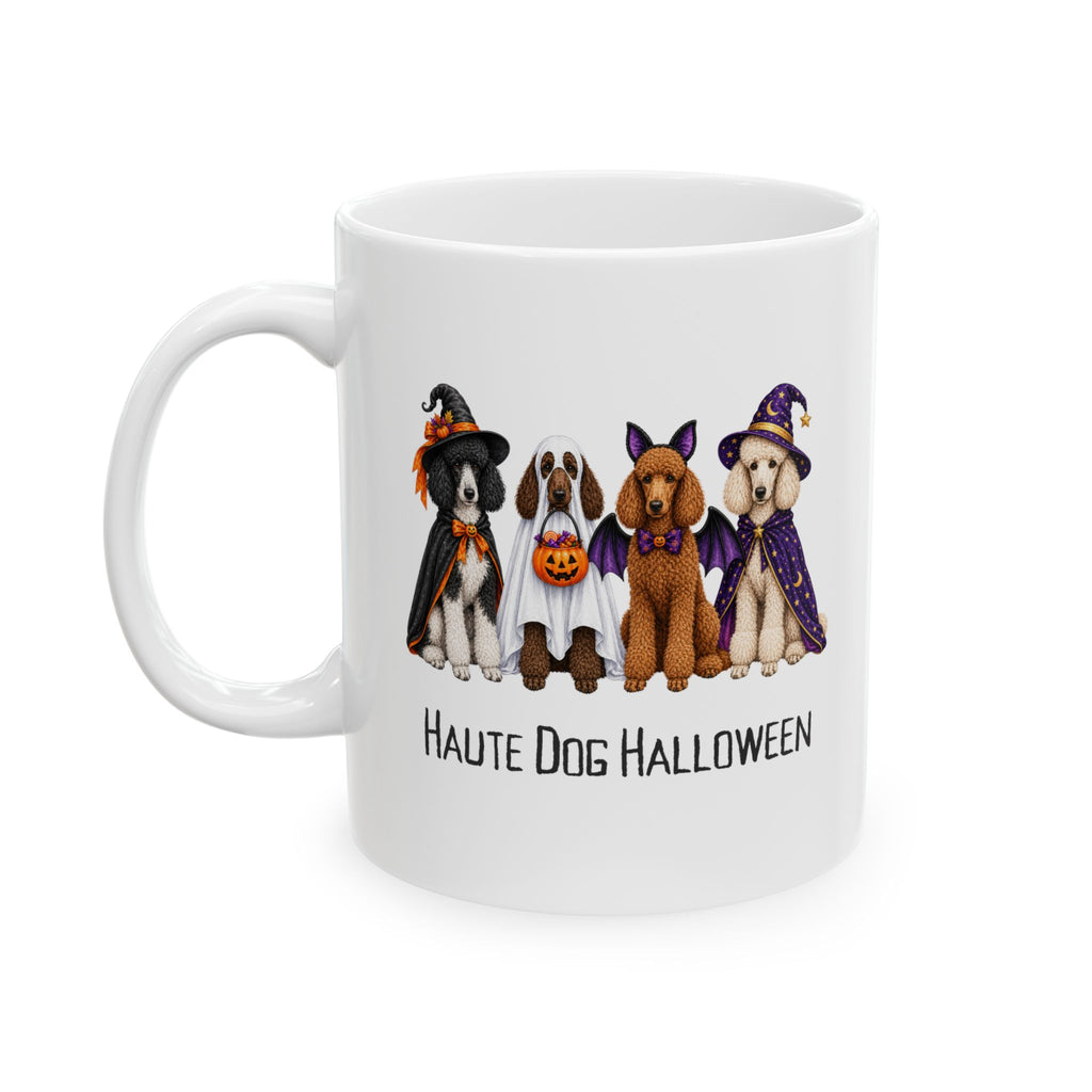 Halloween Dog Mug, Haute Dog Halloween Poodle Coffee Cup, Spooky Pet Lover Gift