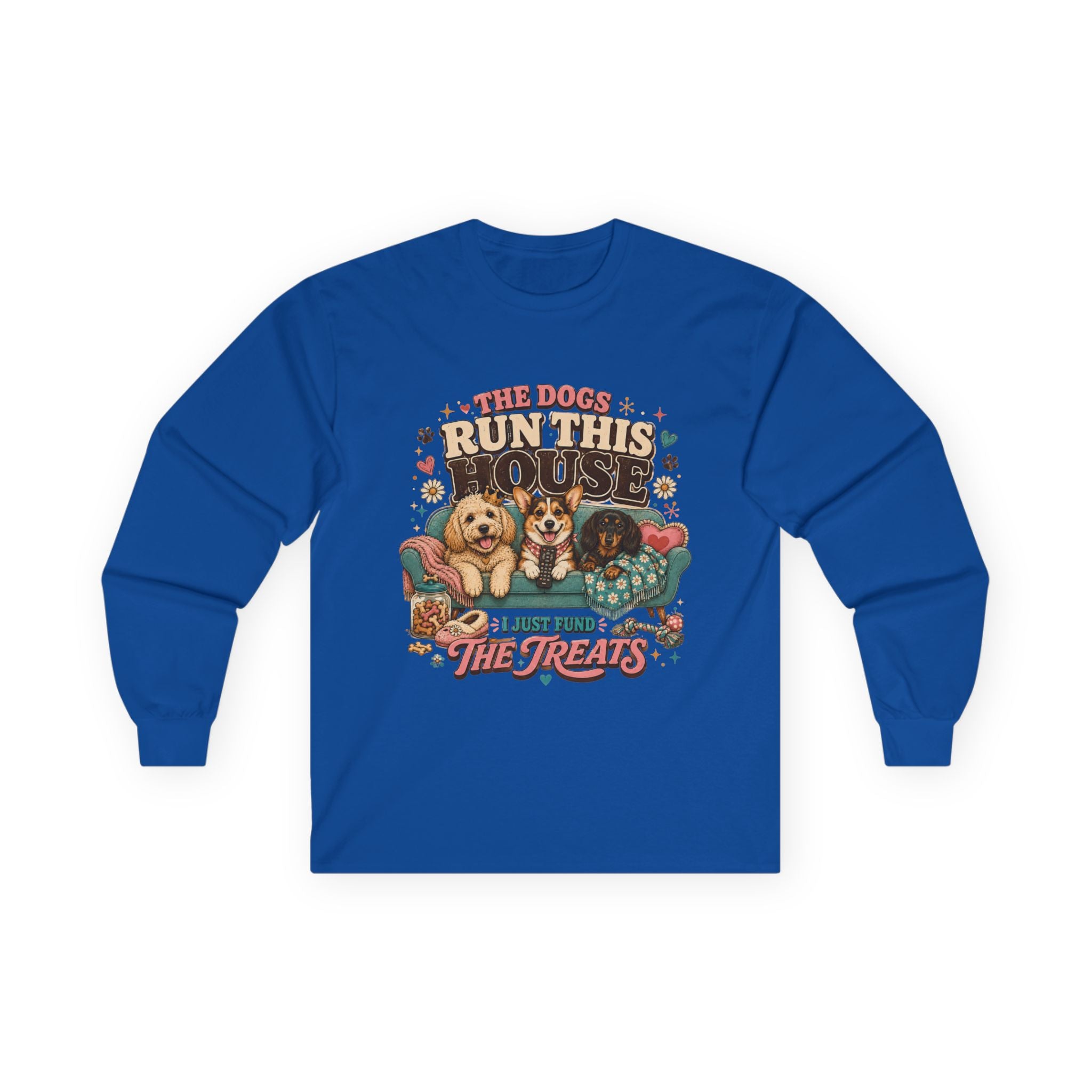 Dog Lover Shirt, Dogs Run House Treats Long Sleeve, Pet Owner Rescue Kennel Graphic