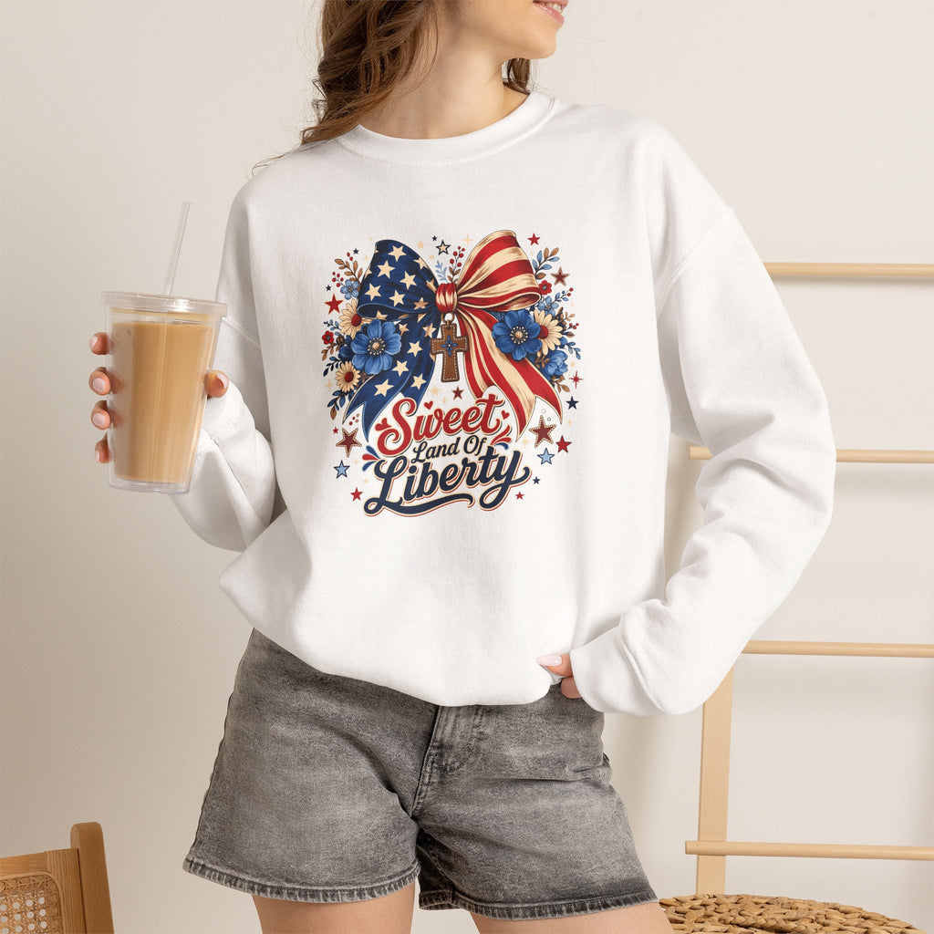 Sweet Land of Liberty Patriotic Bow Sweatshirt