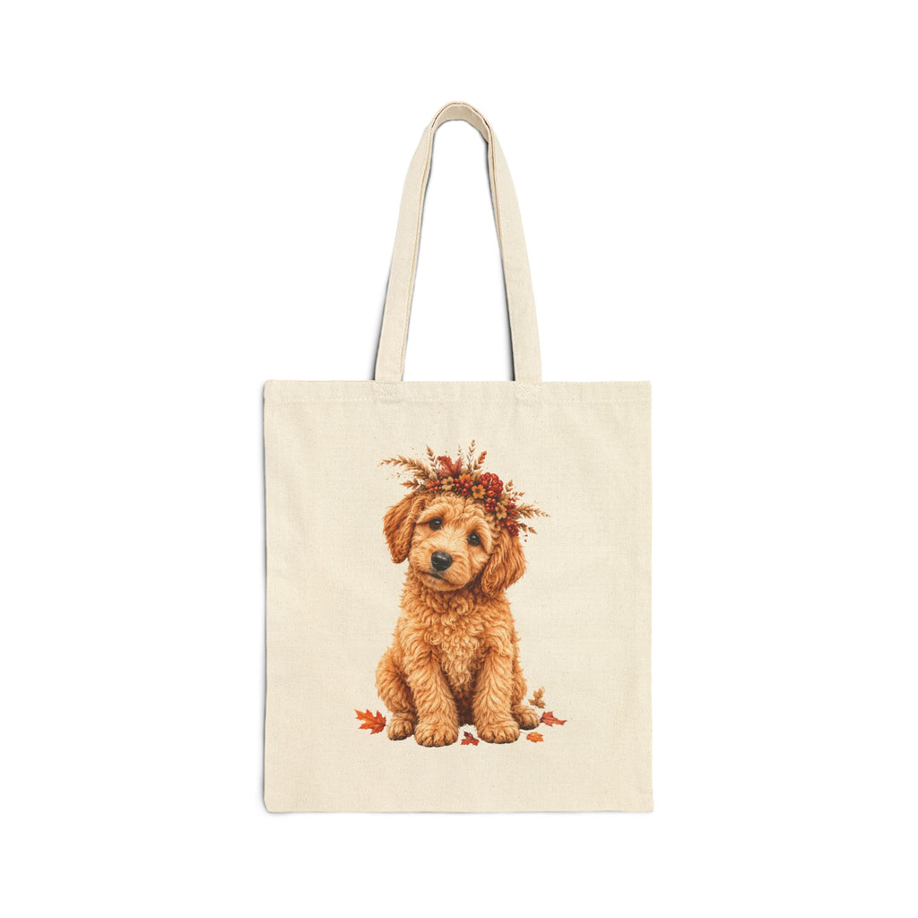 Fall Doodle Tote Bag | Goldendoodle & Labradoodle Autumn Dog Lover Cotton Canvas Tote Bag