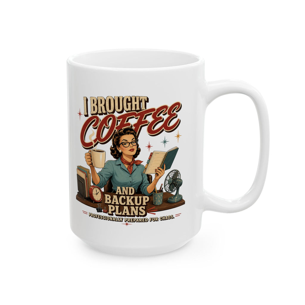 Teacher Shirt, Coffee Backup Plans Mug, Professionally Prepared Chaos Bookish Professor Mom Graphic
