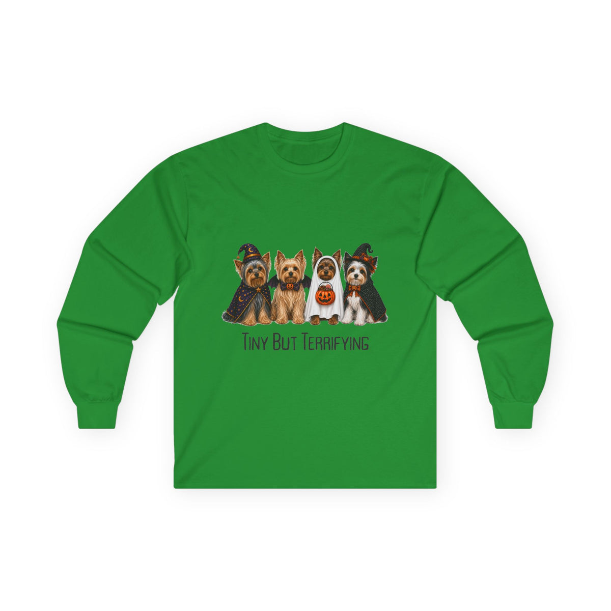 Yorkie Halloween Long Sleeve Shirt, Tiny But Terrifying Terrier Fall Dog Lover Gift