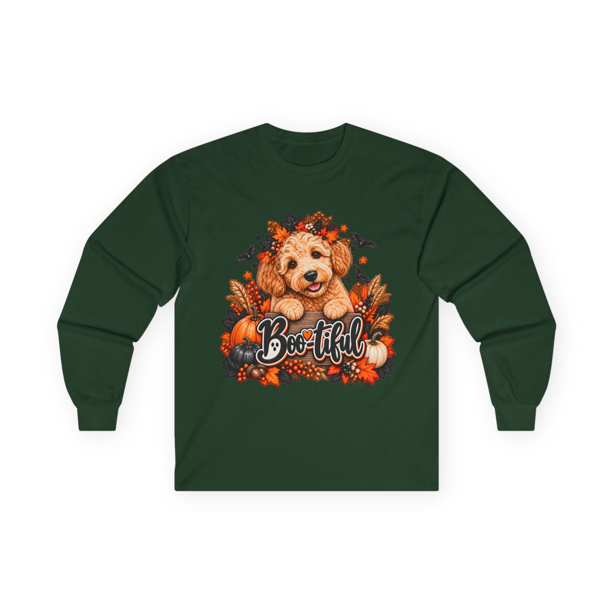 Halloween Doodle Long Sleeve Shirt, Boo-tiful Goldendoodle Fall Dog Lover Gift