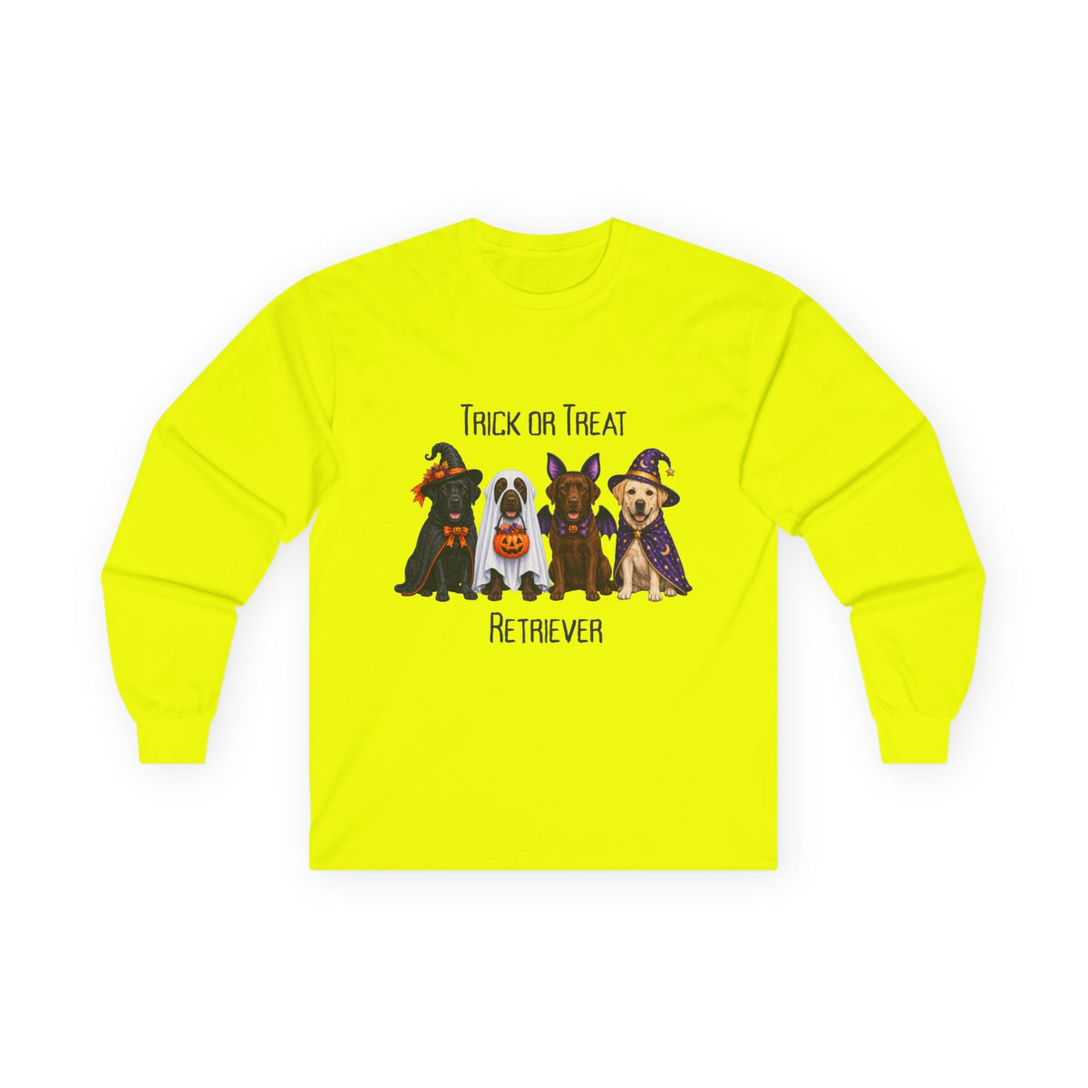 Retriever Halloween Shirt, Trick Treat Labrador Long Sleeve, Dog Lover Vet Rescue Graphic