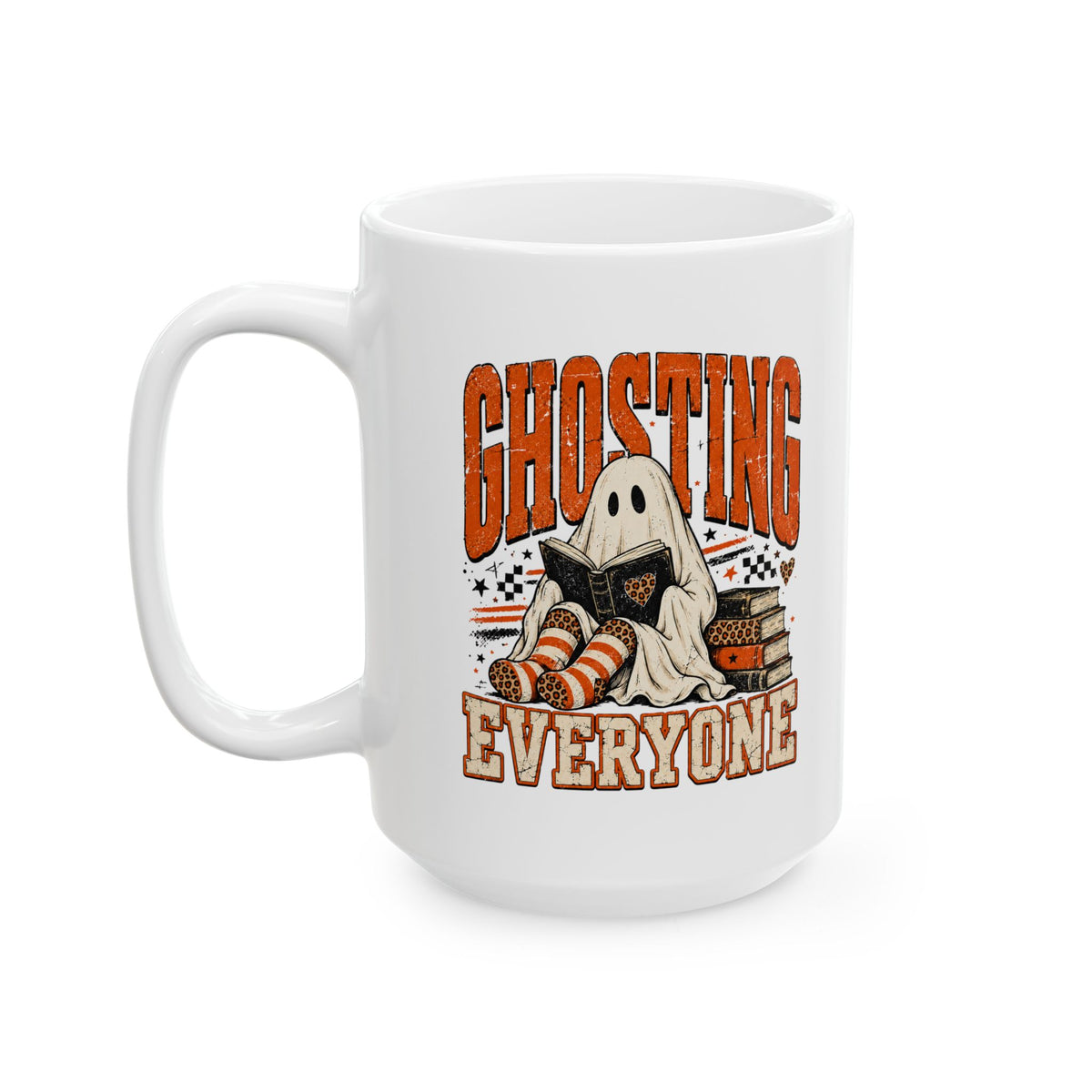Book Lover Halloween Mug, Ghosting Everyone Coffee Cup, Cozy Reader Gift