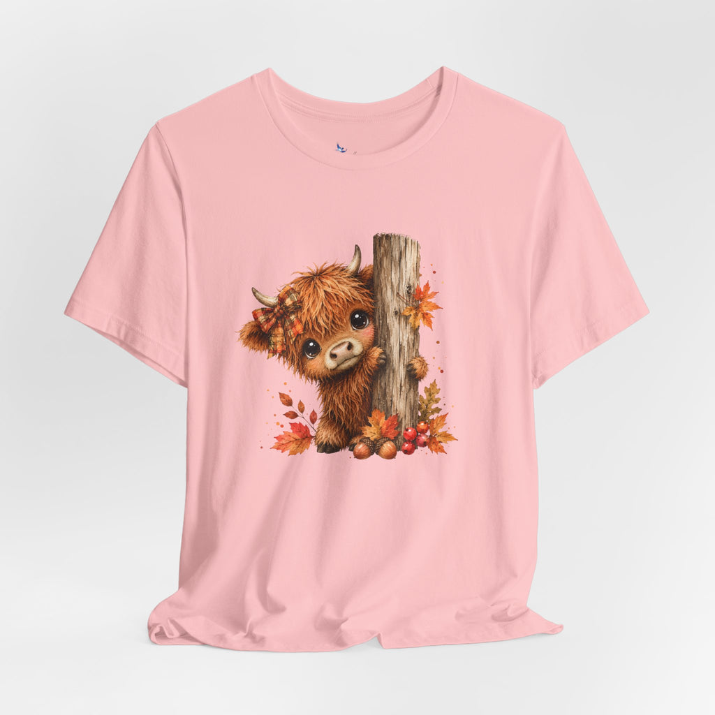 Fall Woodland Baby Highland Cow Animal T-Shirt