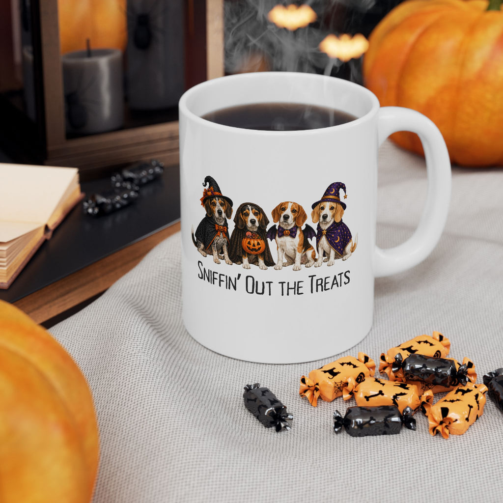 Halloween Dog Mug, Sniffin Out Treats Beagle Hound Coffee Cup Gift