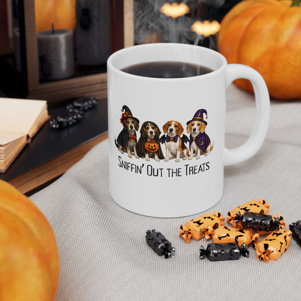 Halloween Dog Mug, Sniffin Out Treats Beagle Hound Coffee Cup Gift