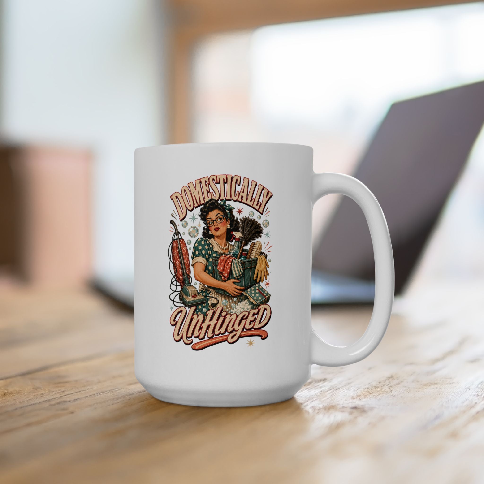 Retro Domestically Unhinged Ceramic Mug, (11oz, 15oz)
