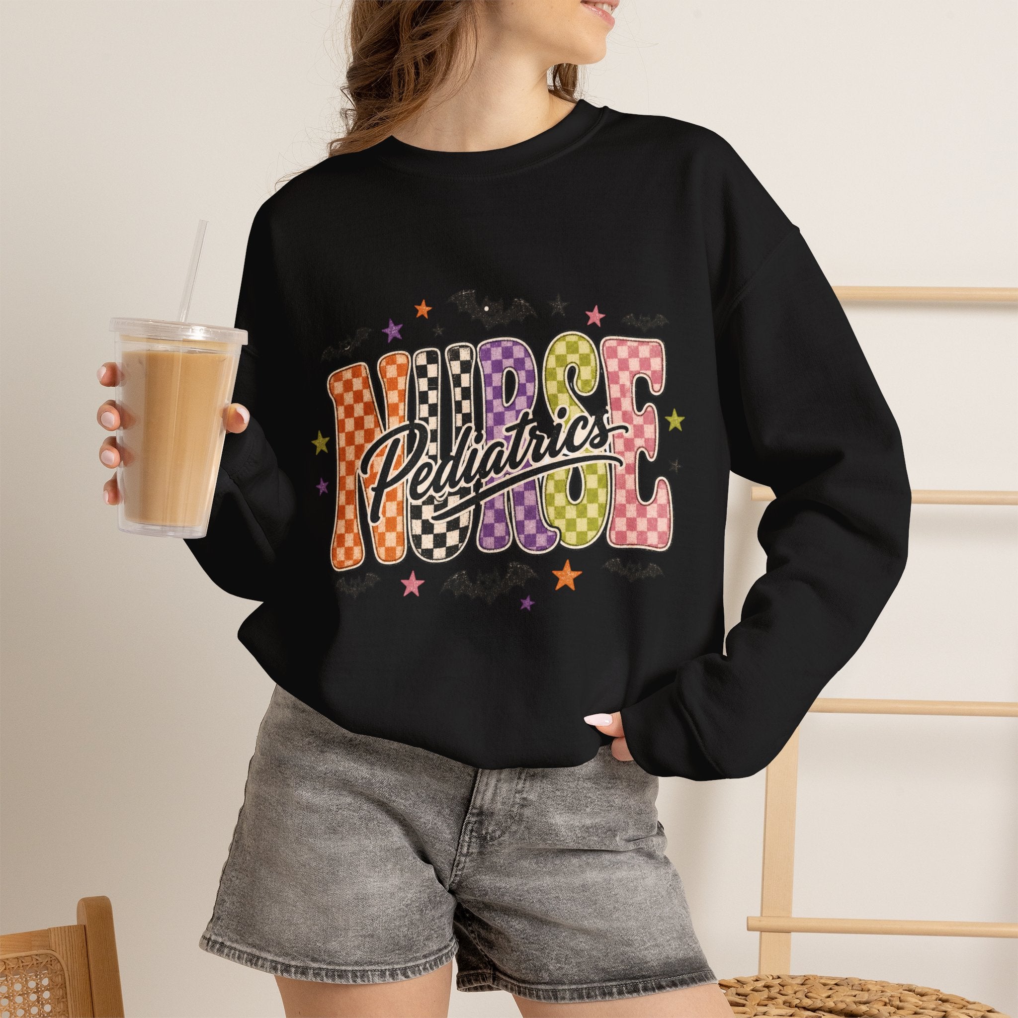 Pediatrics Nurse Halloween Sweatshirt, Retro Spooky Nurse Crewneck