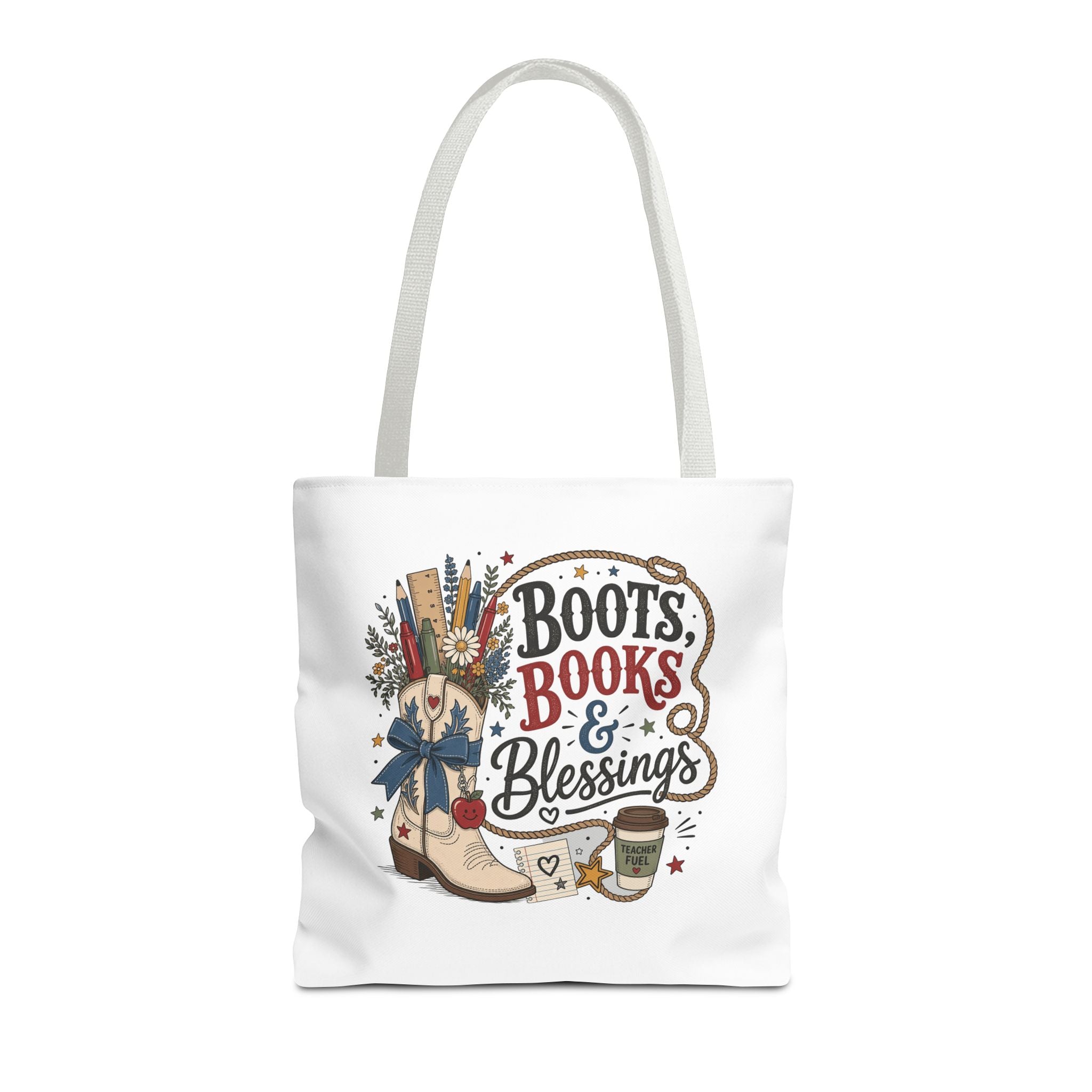 Boots Books and Blessings Western Cowgirl Teacher Canvas Tote Bag | Back to School Teacher Gift
