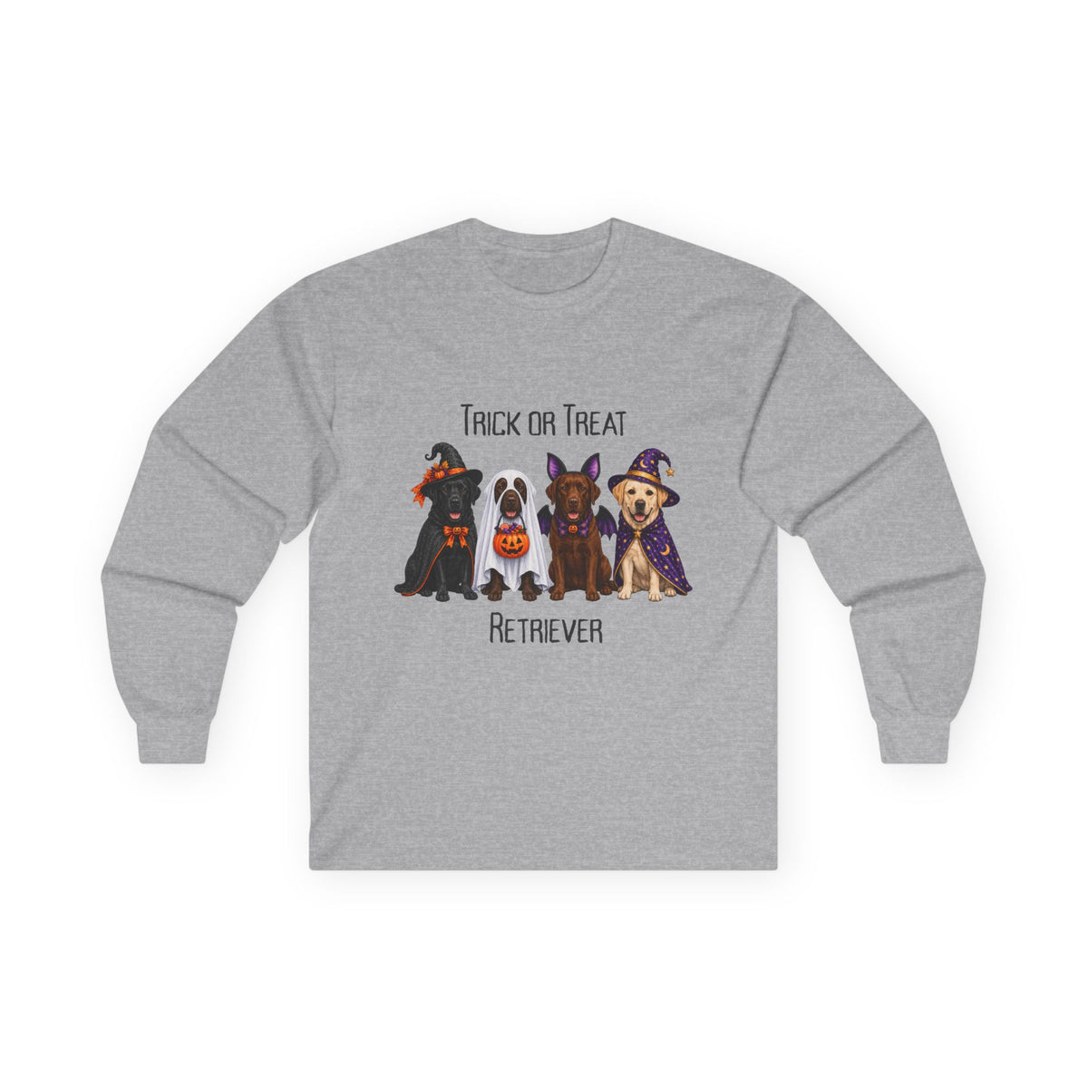 Retriever Halloween Shirt, Trick Treat Labrador Long Sleeve, Dog Lover Vet Rescue Graphic