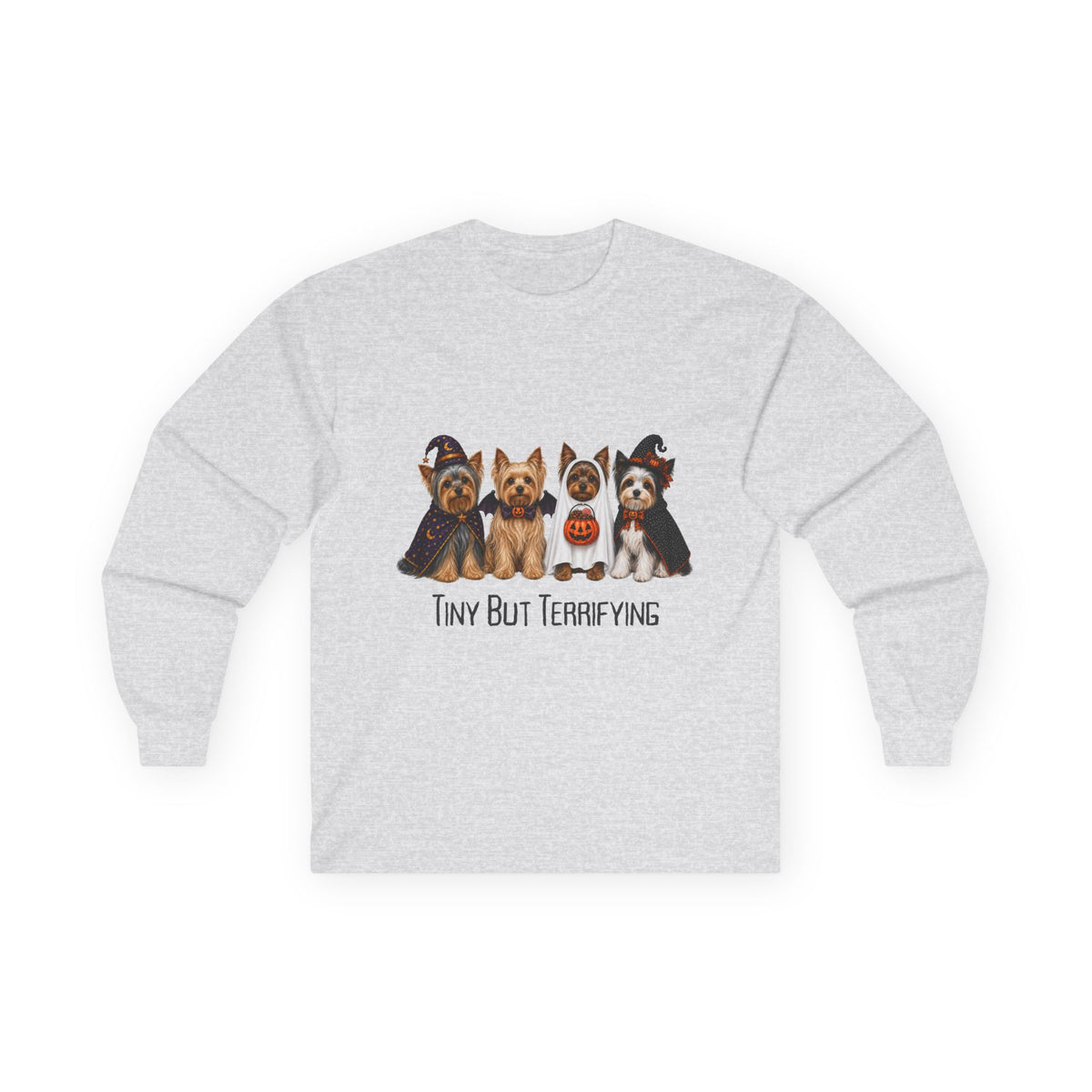 Yorkie Halloween Long Sleeve Shirt, Tiny But Terrifying Terrier Fall Dog Lover Gift