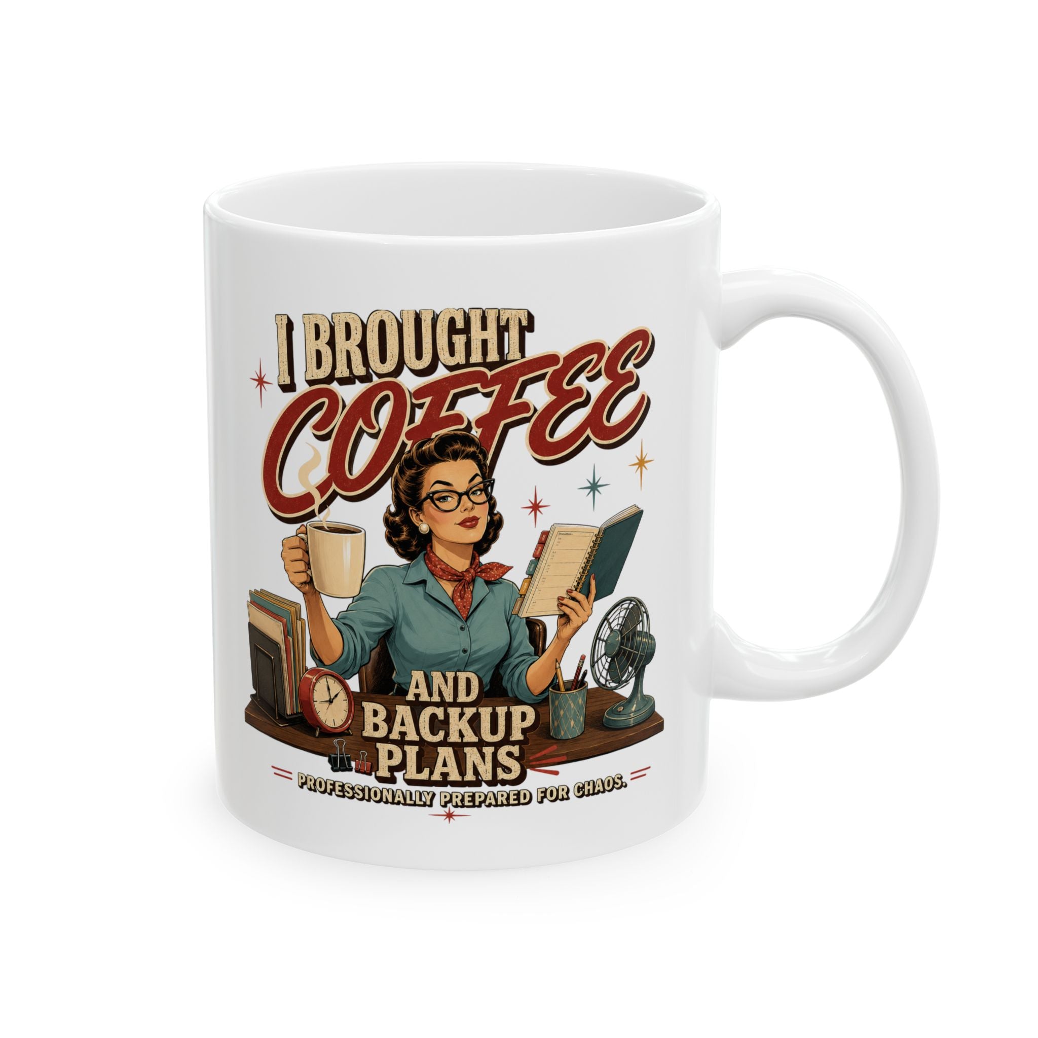 Teacher Shirt, Coffee Backup Plans Mug, Professionally Prepared Chaos Bookish Professor Mom Graphic