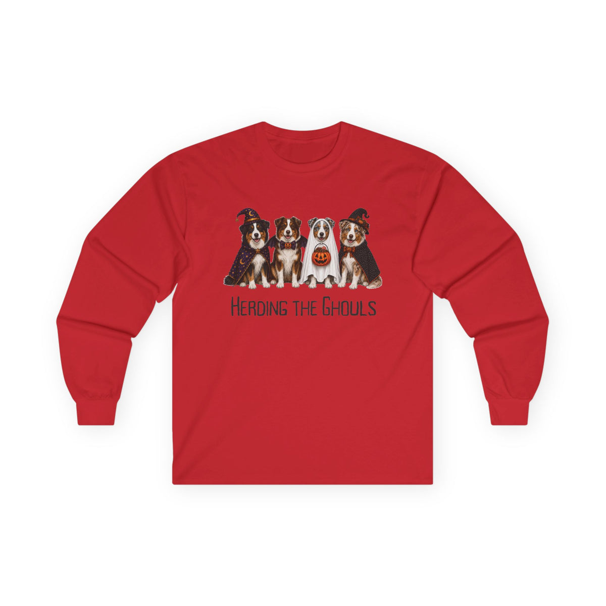 Australian Shepherd Halloween Sweatshirt, Herding The Ghouls Dog Lover Shirt, Border Collie Fall Pullover