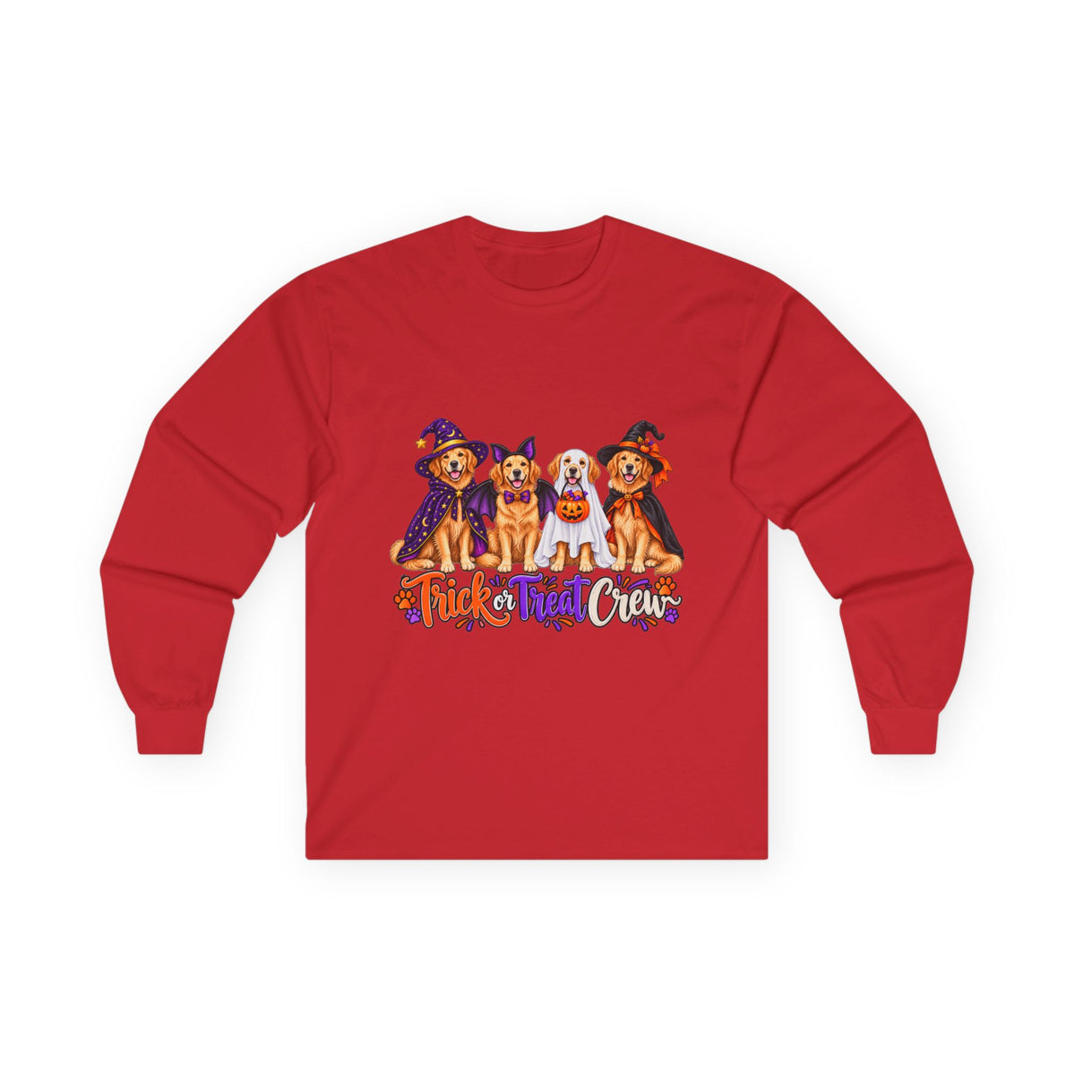 Golden Retriever Halloween Long Sleeve Shirt, Trick Or Treat Crew Dog Lover Fall Gift