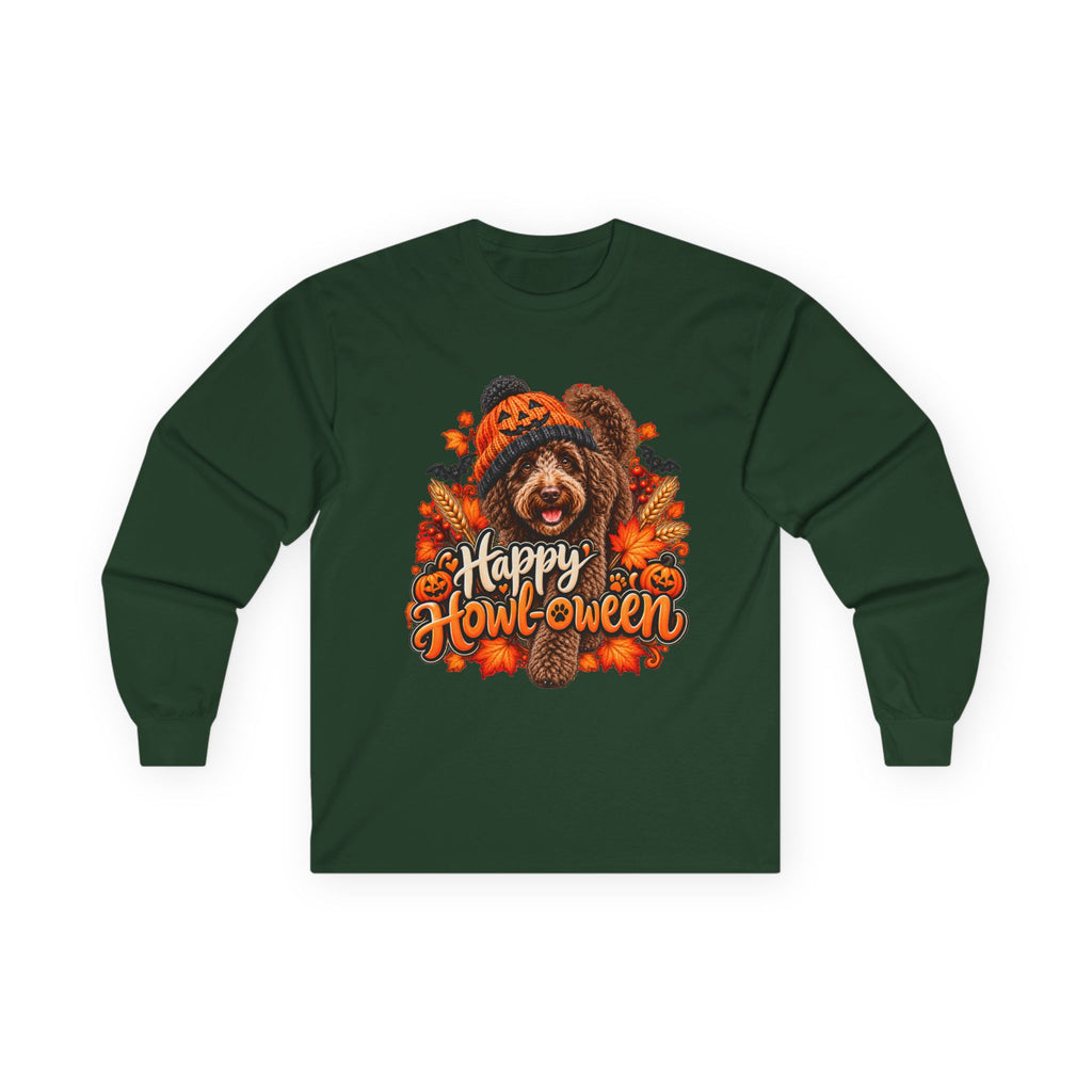 Halloween Dog Long Sleeve Shirt, Happy Howl-oween Doodle, Vet Rescue Gift