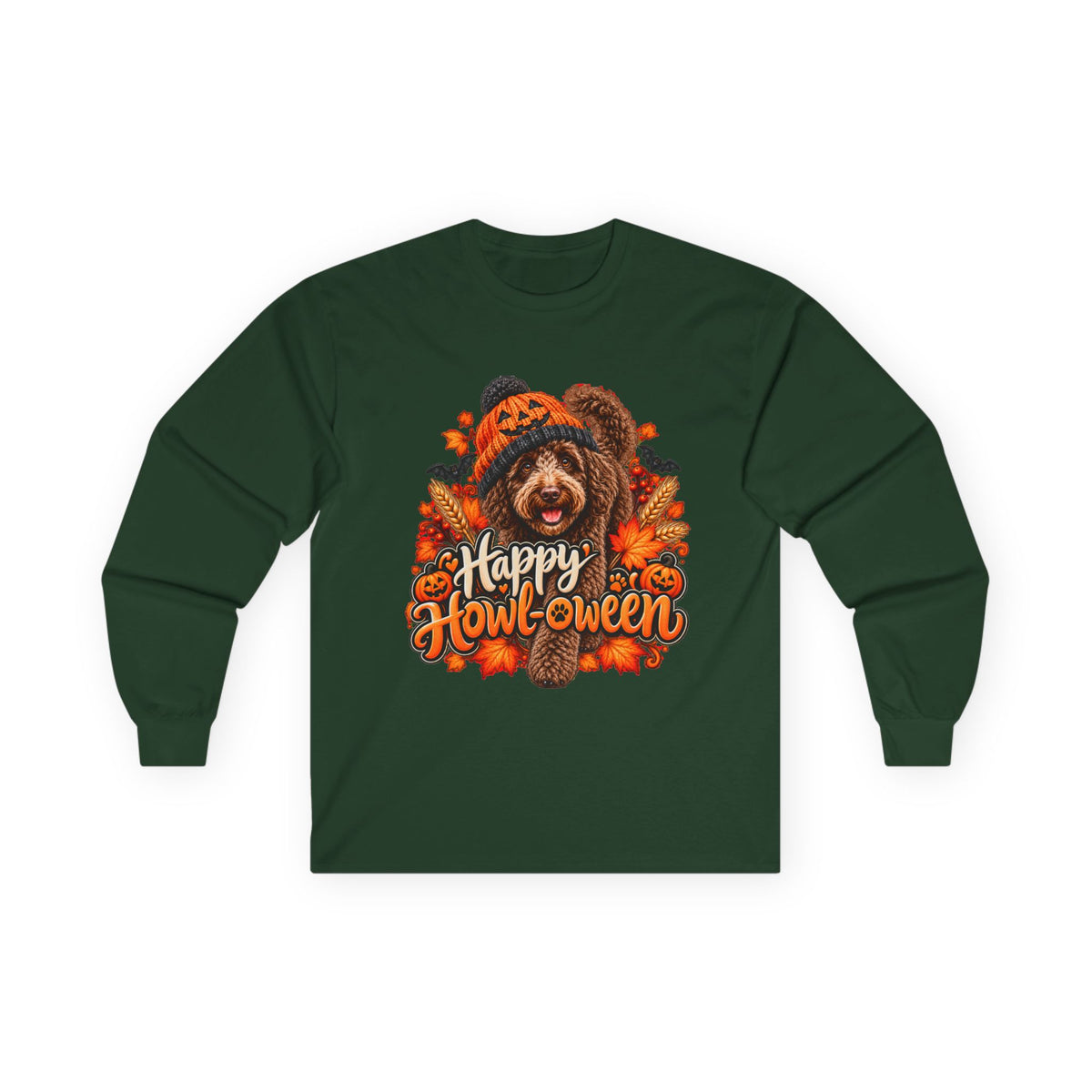 Halloween Dog Long Sleeve Shirt, Happy Howl-oween Doodle, Vet Rescue Gift