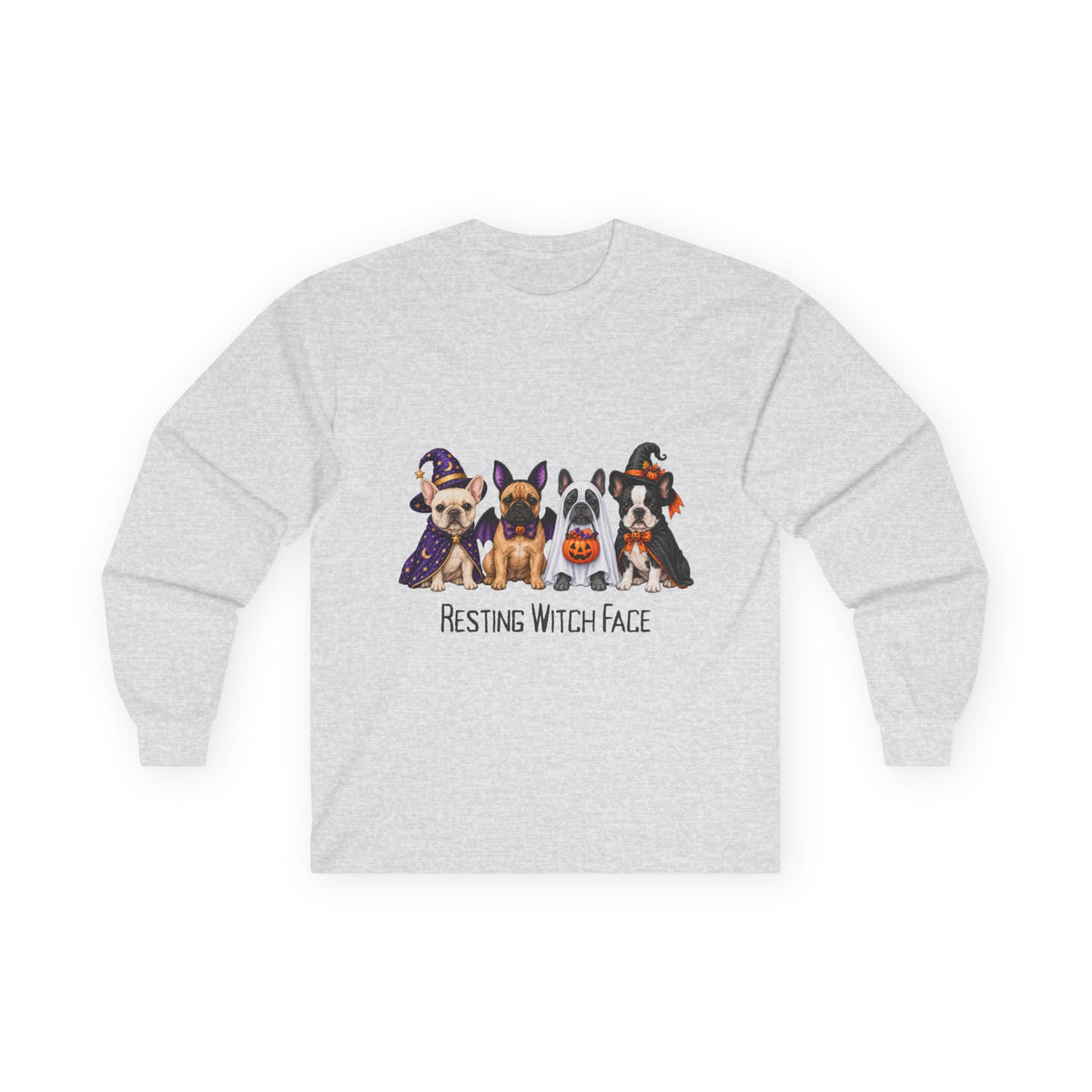 French Bulldog Halloween Long Sleeve Shirt, Resting Witch Face Dog Lover Fall Gift