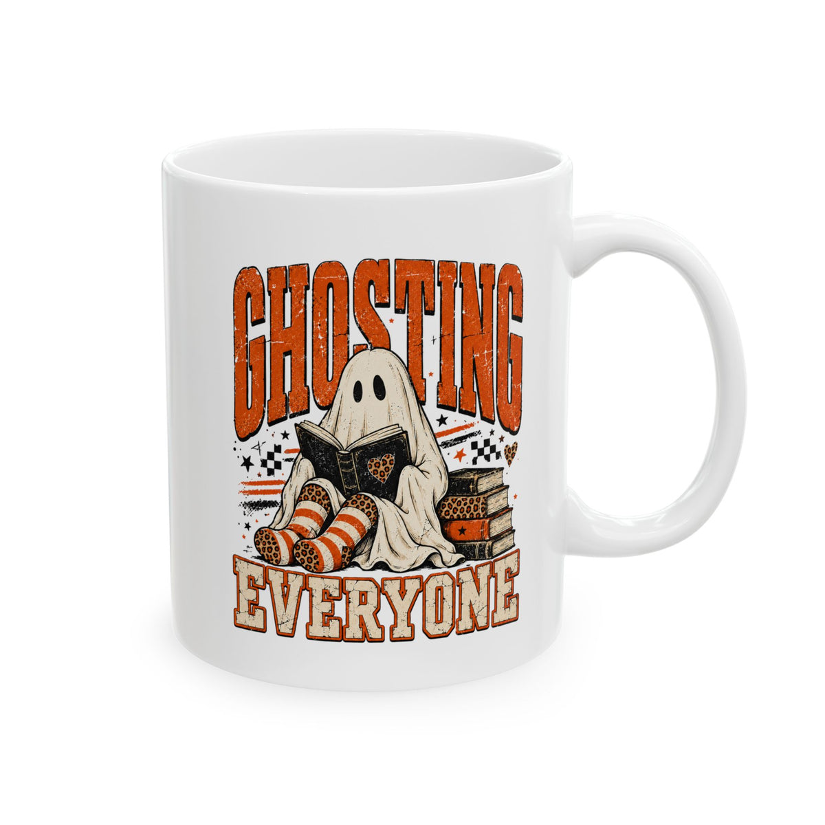 Book Lover Halloween Mug, Ghosting Everyone Coffee Cup, Cozy Reader Gift