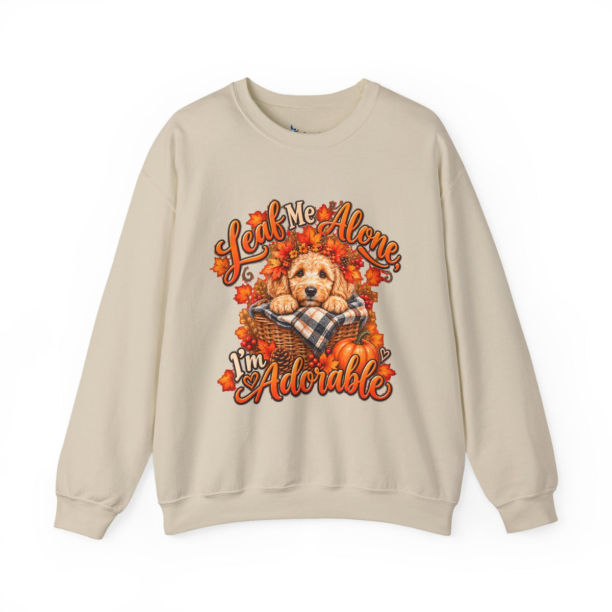 Dog Lover Fall Sweatshirt, Leaf Me Alone Adorable, Doodle Pet Parent Graphic
