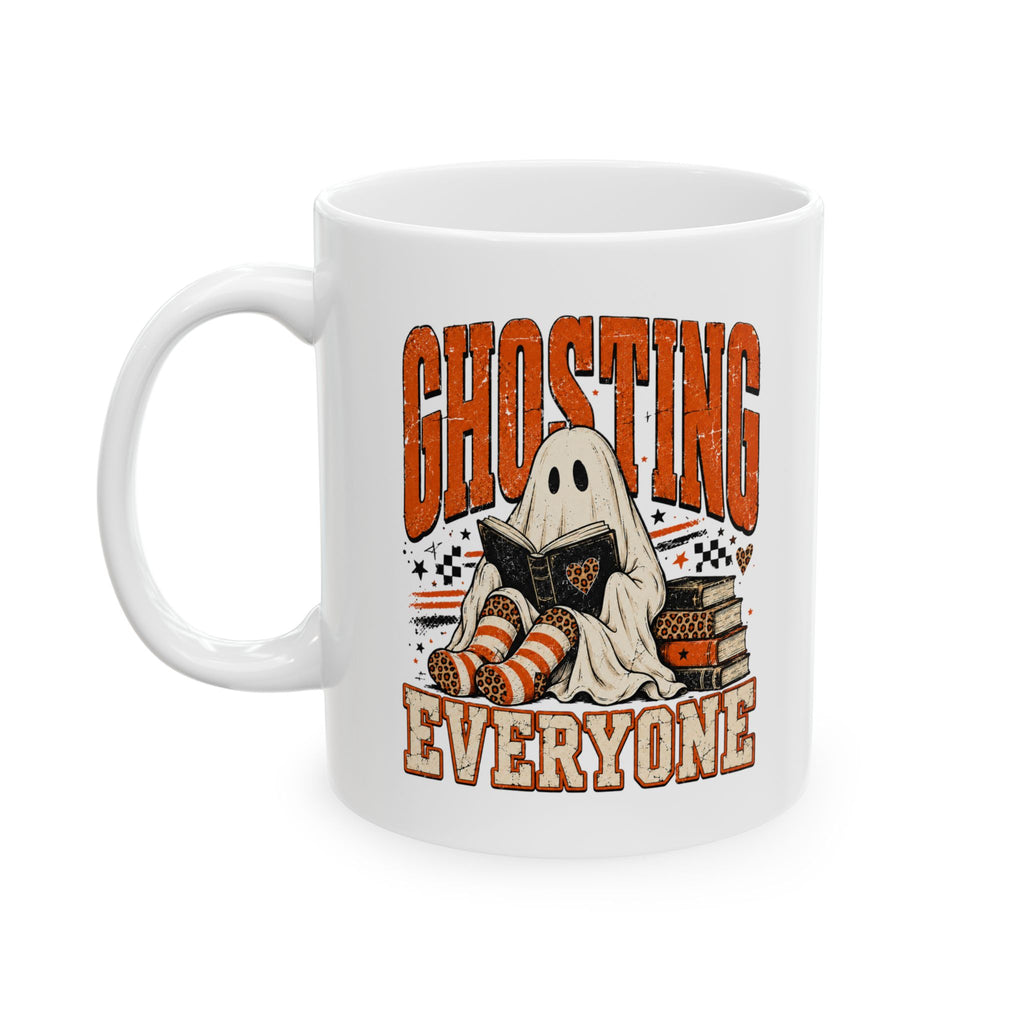 Book Lover Halloween Mug, Ghosting Everyone Coffee Cup, Cozy Reader Gift