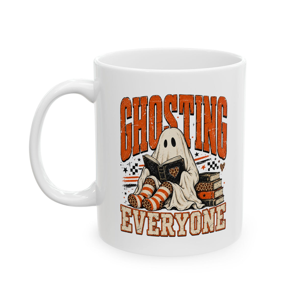 Book Lover Halloween Mug, Ghosting Everyone Coffee Cup, Cozy Reader Gift