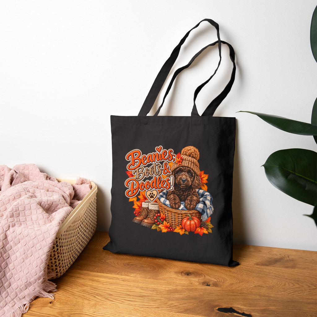 Doodle Tote Bag, Beanies Boots & Doodles Fall Canvas Shopper Gift