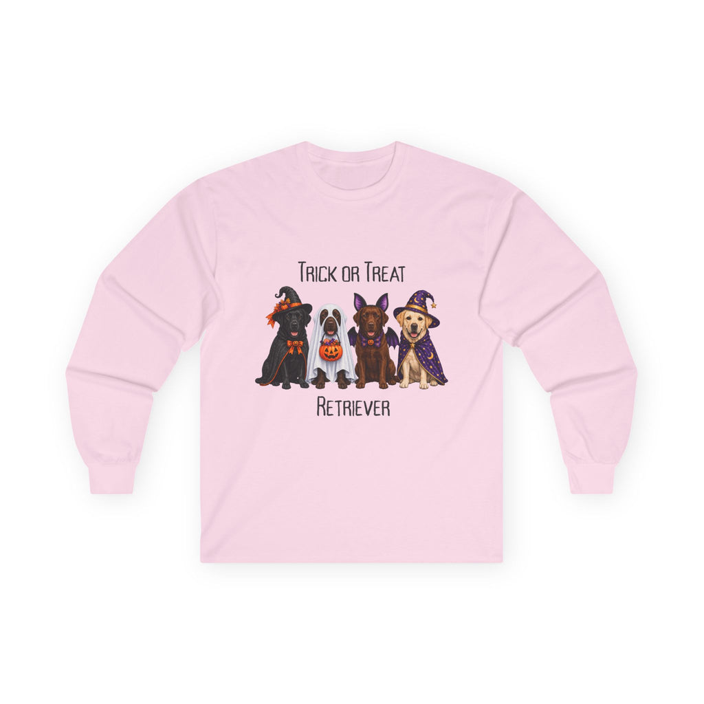 Retriever Halloween Shirt, Trick Treat Labrador Long Sleeve, Dog Lover Vet Rescue Graphic